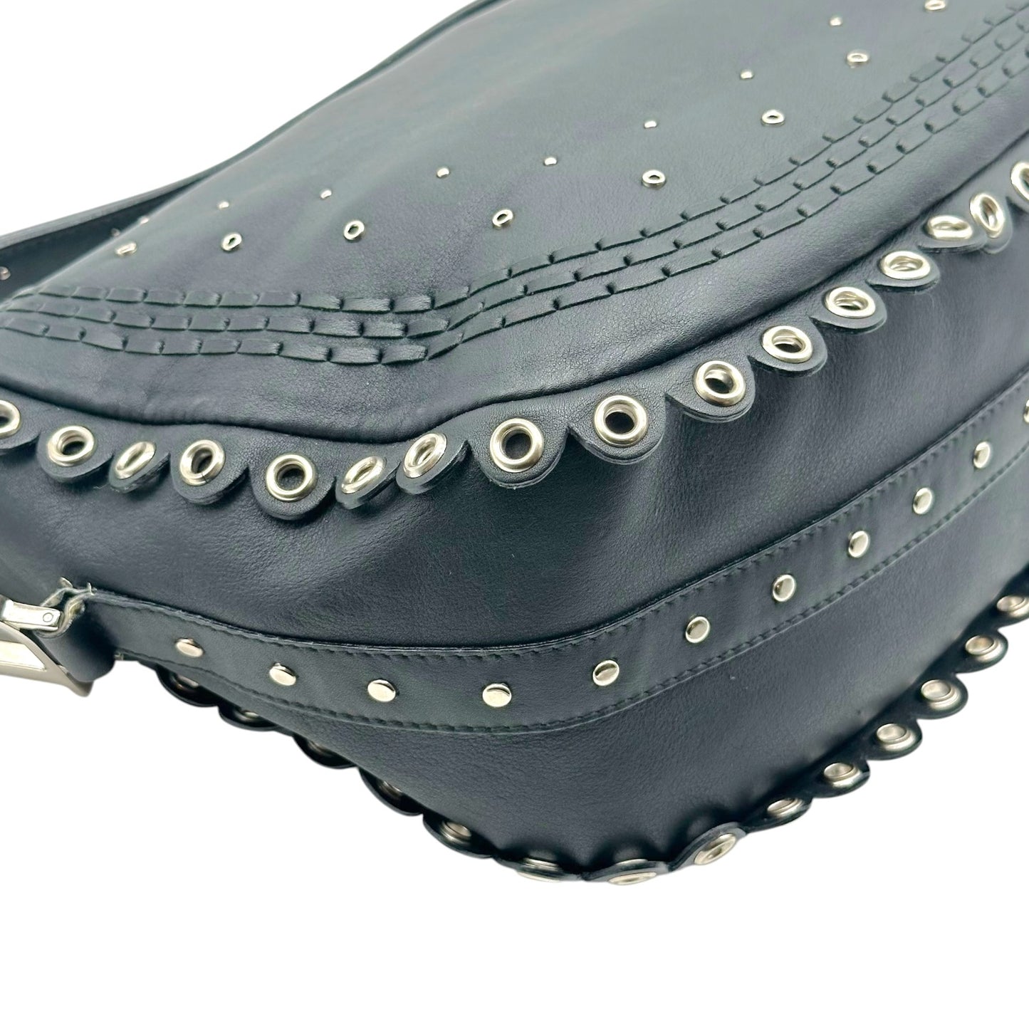 Christian Dior Black Leather Rivet Shoulder Bag