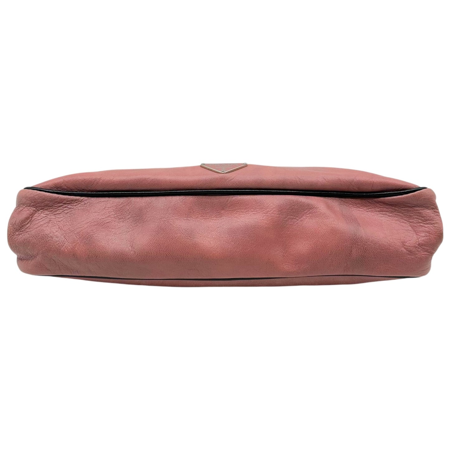 Prada Pink Black Floral Applique Clutch Bag