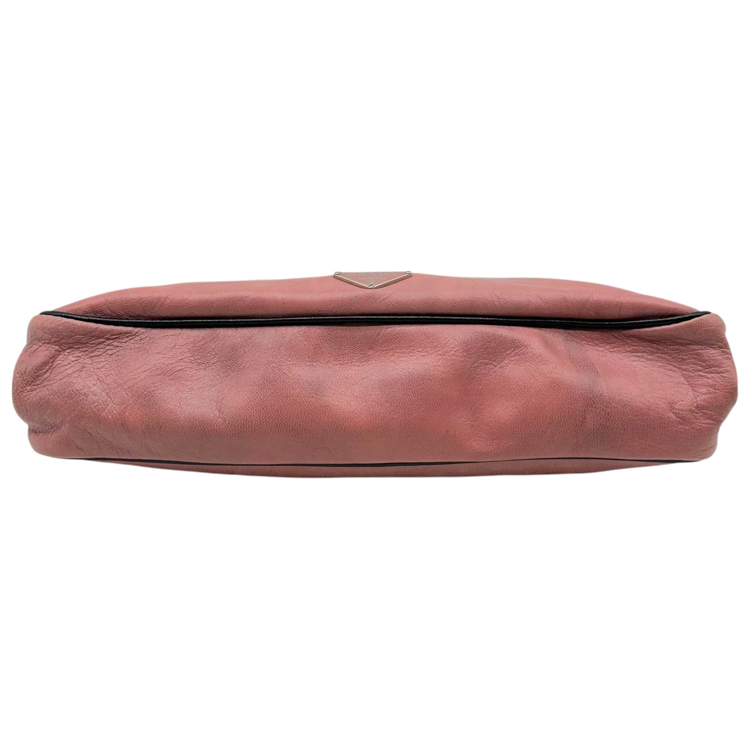 Prada Pink Black Floral Applique Clutch Bag
