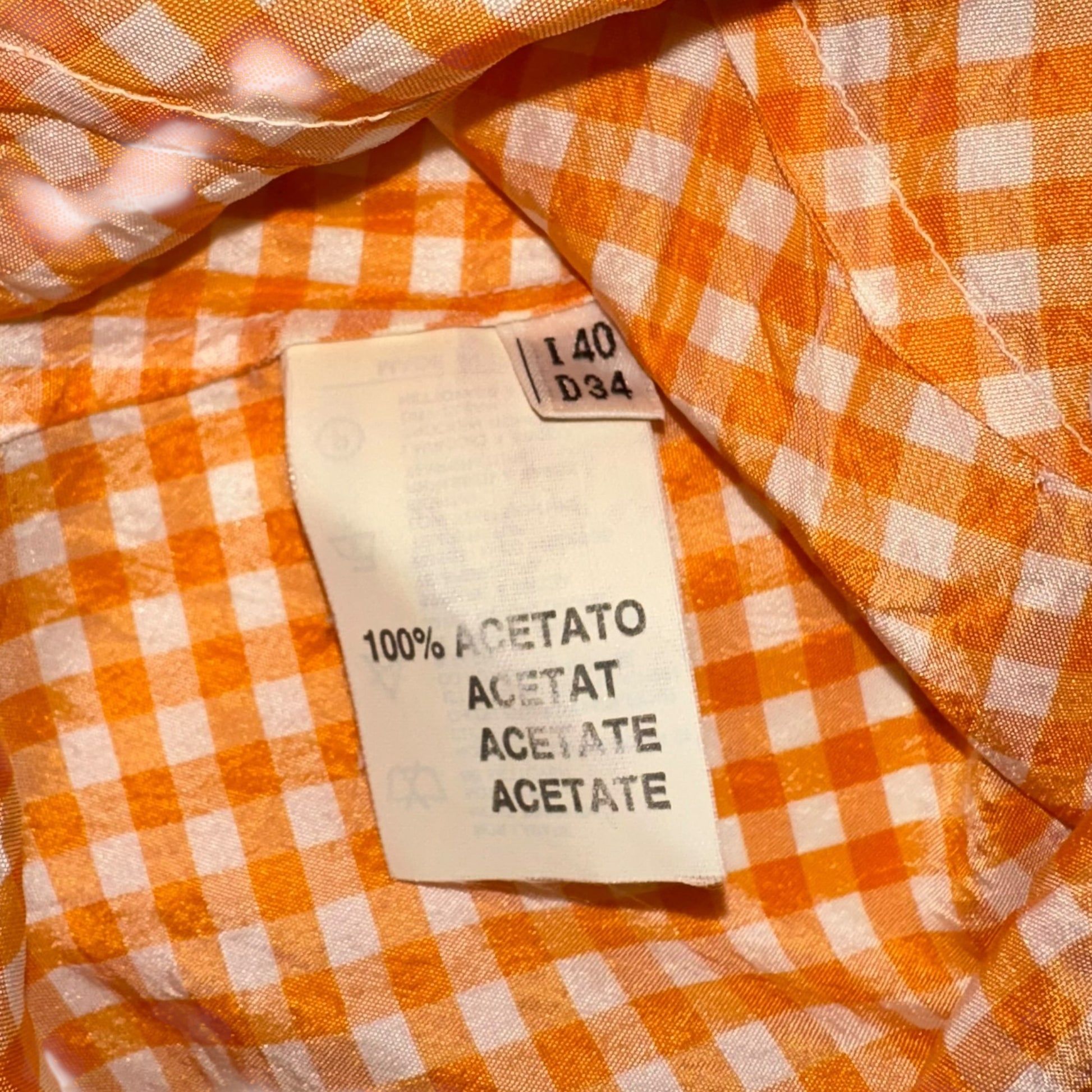 Blumarine Blugirl Orange Gingham Sleeveless Silk Blouse - Outfit Repeater