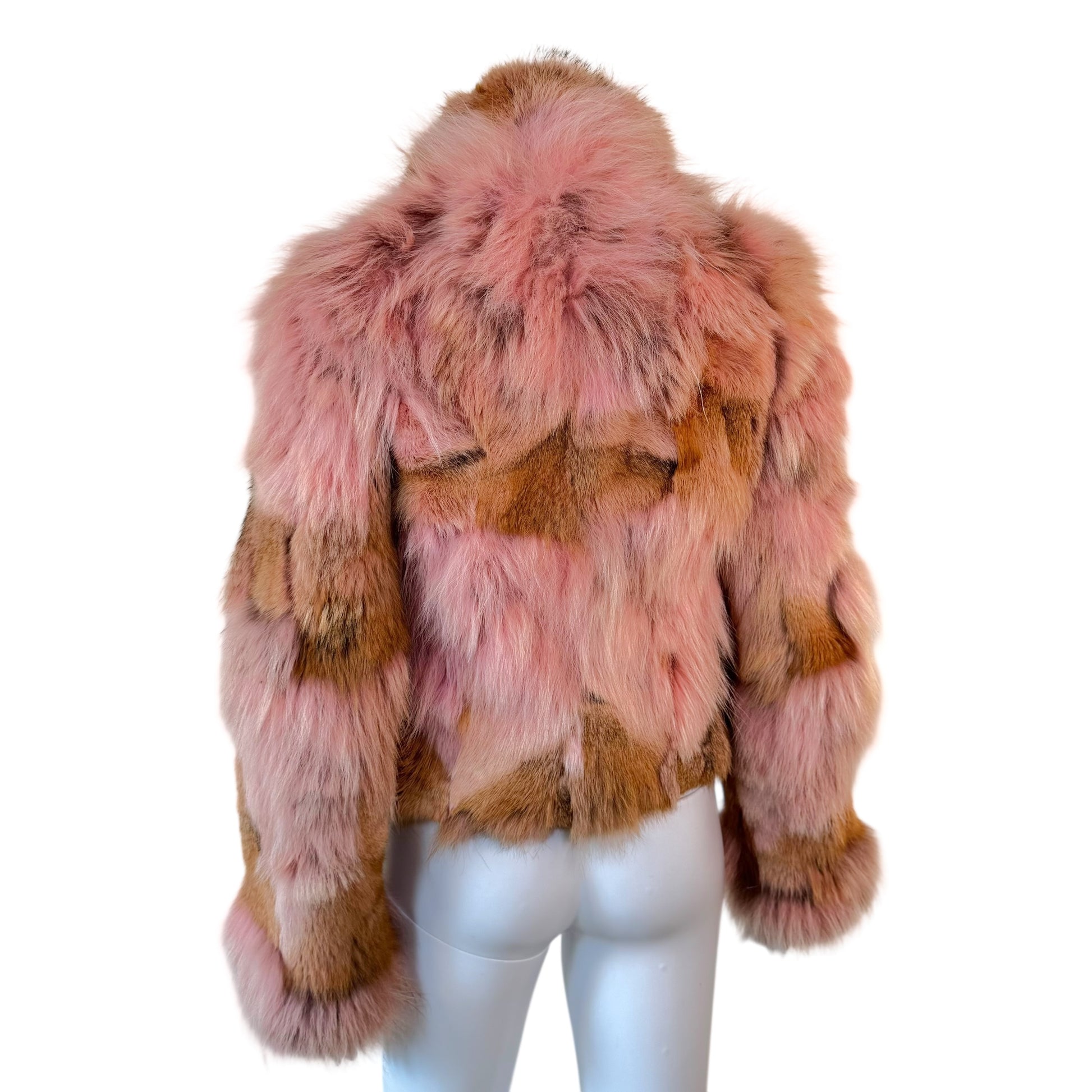 Vintage Pink Brown Fur Coat Early 2000s