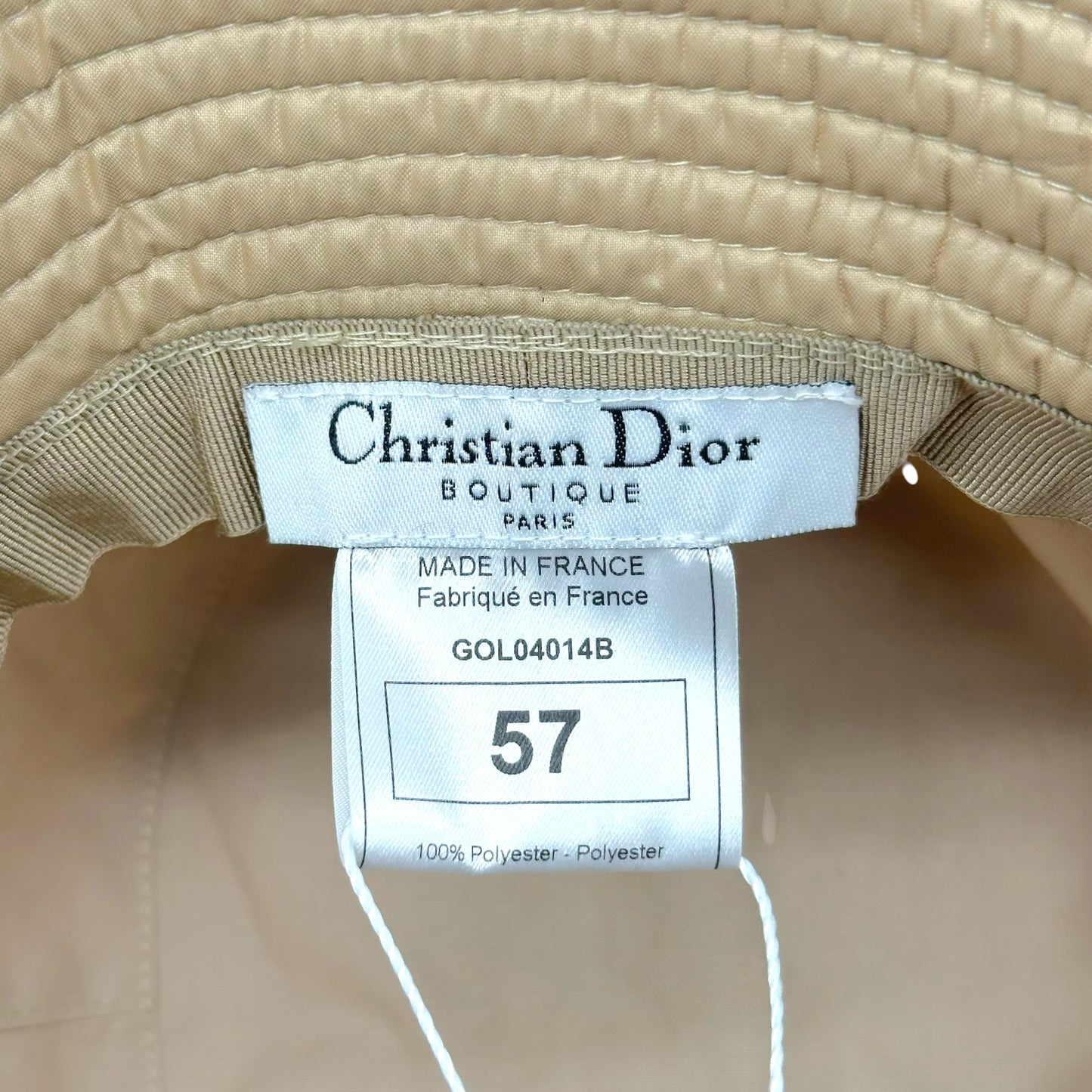Christian Dior Tan & Black Embroidered Logo Crest Bucket Hat