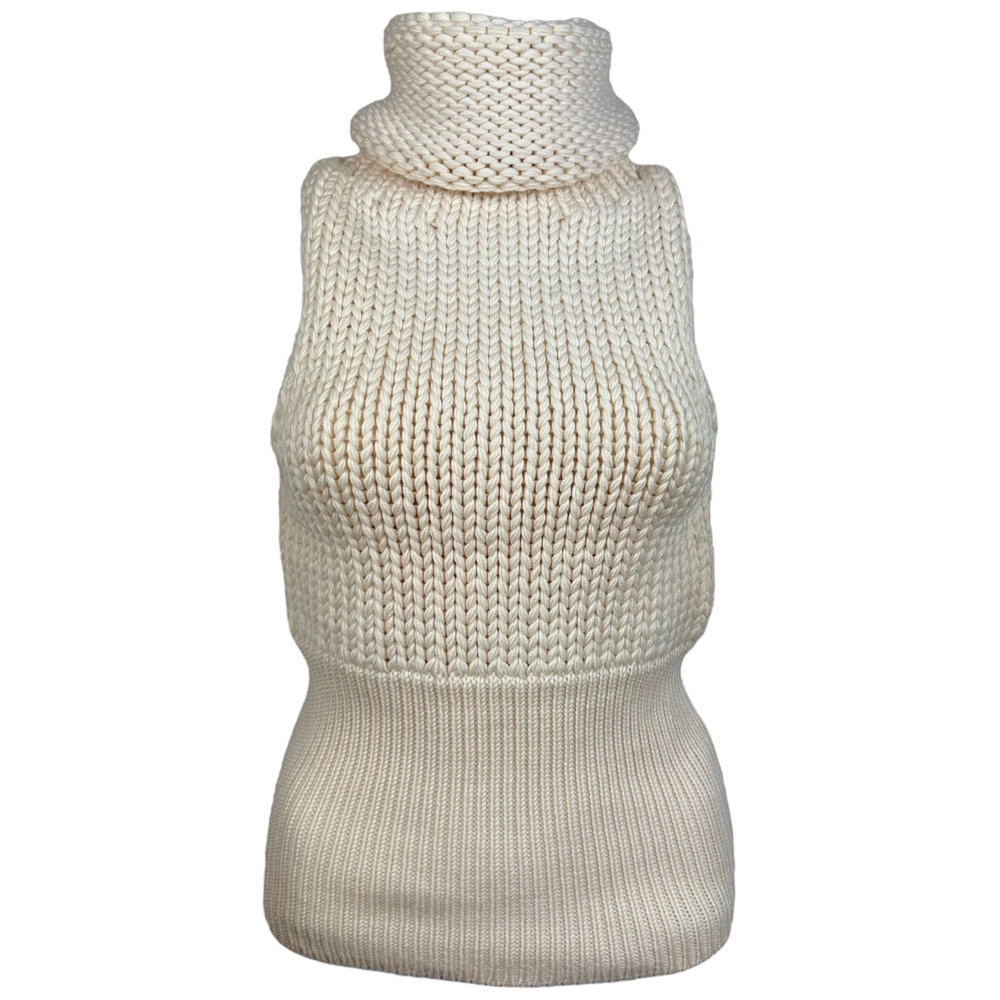 Gucci Ivory Knit Sleeveless Turtleneck Sweater