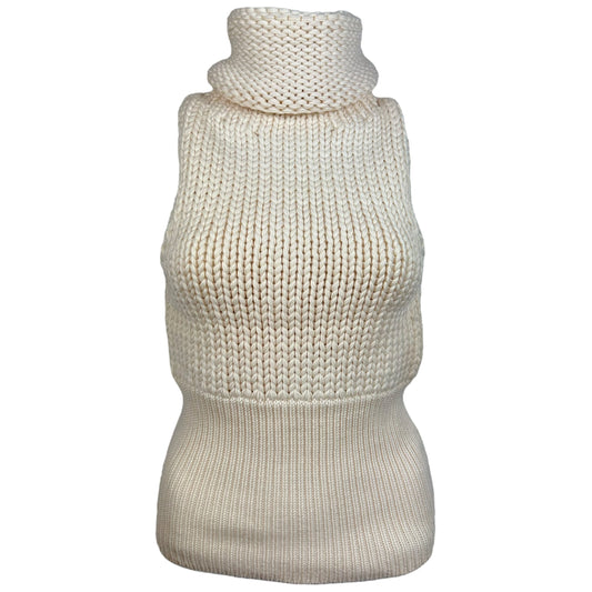 Gucci Ivory Knit Sleeveless Turtleneck Sweater