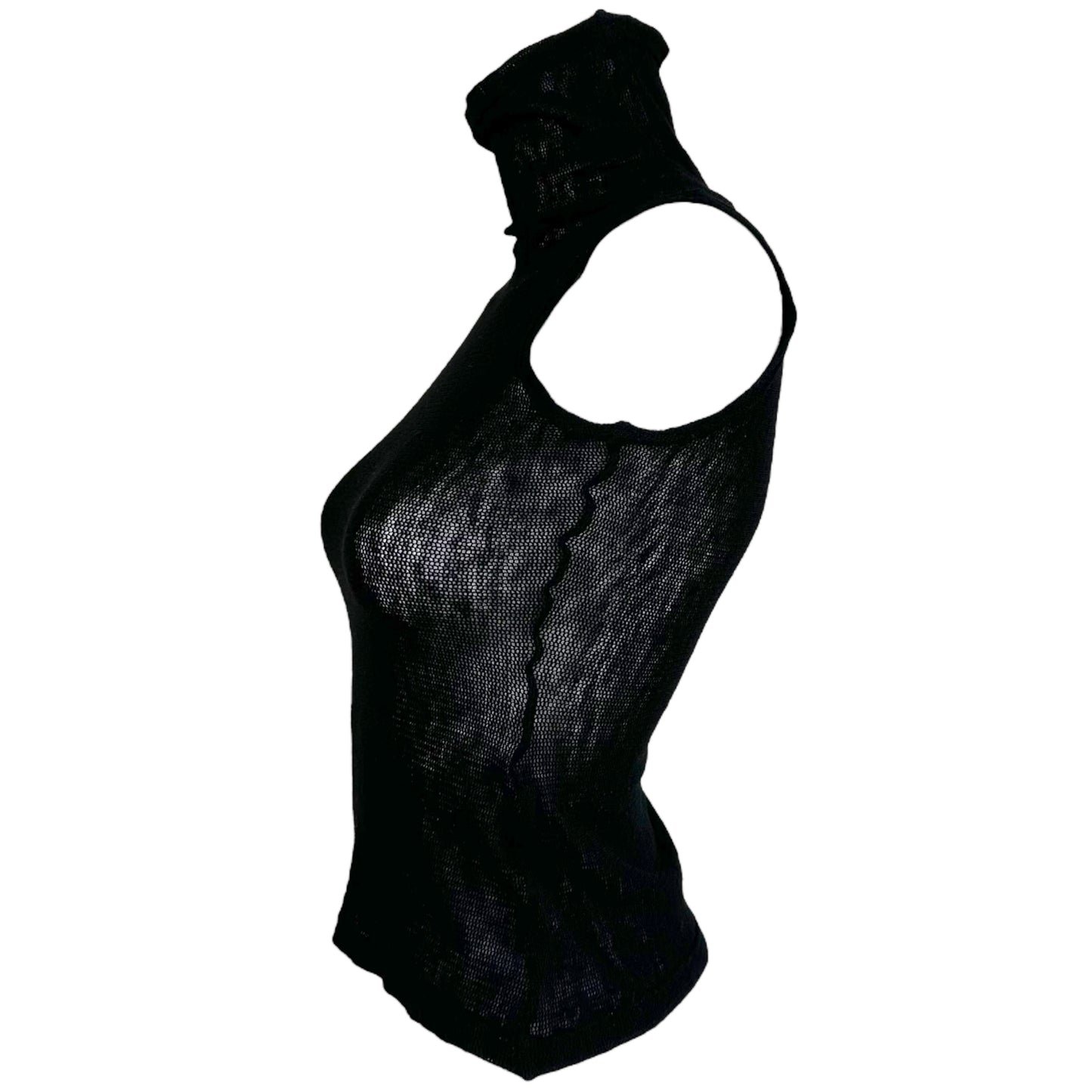 Jean Paul Gaultier Black Semi-Sheer Sleeveless Turtleneck - Outfit Repeater