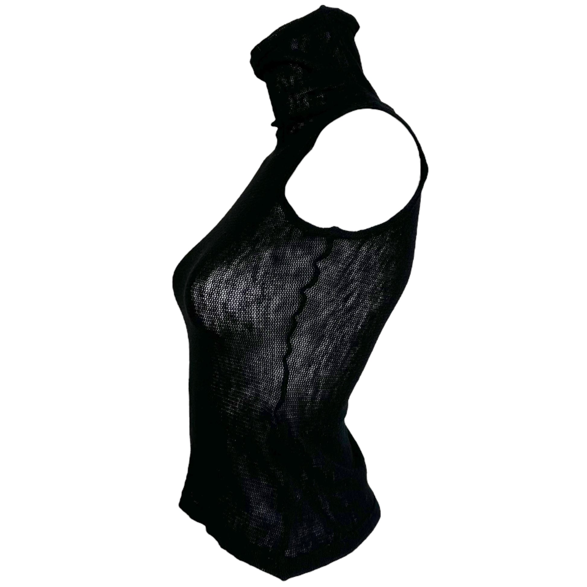 Jean Paul Gaultier Black Semi-Sheer Sleeveless Turtleneck - Outfit Repeater
