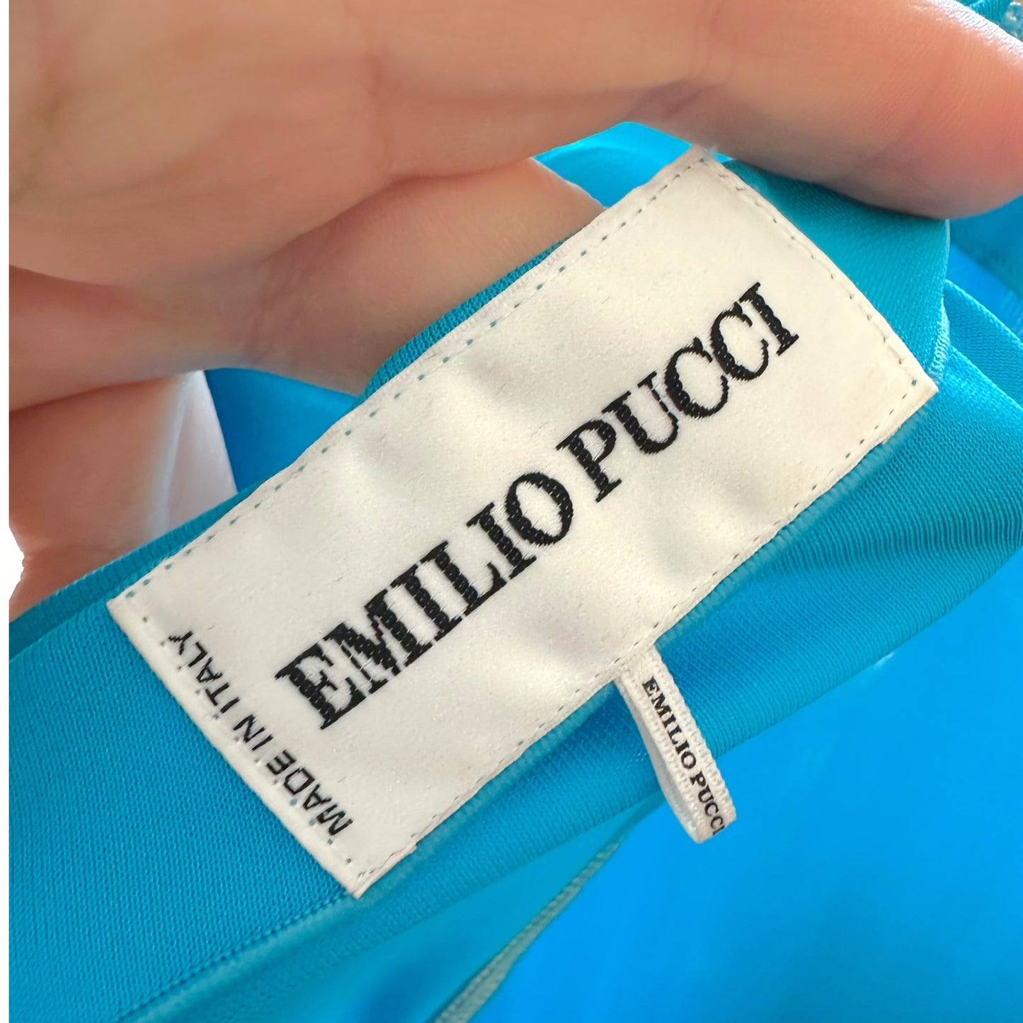 Emilio Pucci Turquoise Backless Mini Dress 3/4 Sleeve