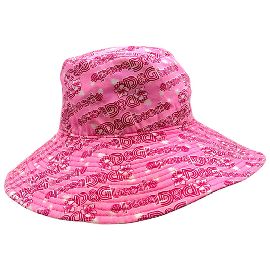 Dolce & Gabbana Beachwear Pink Logo Print Bucket Hat