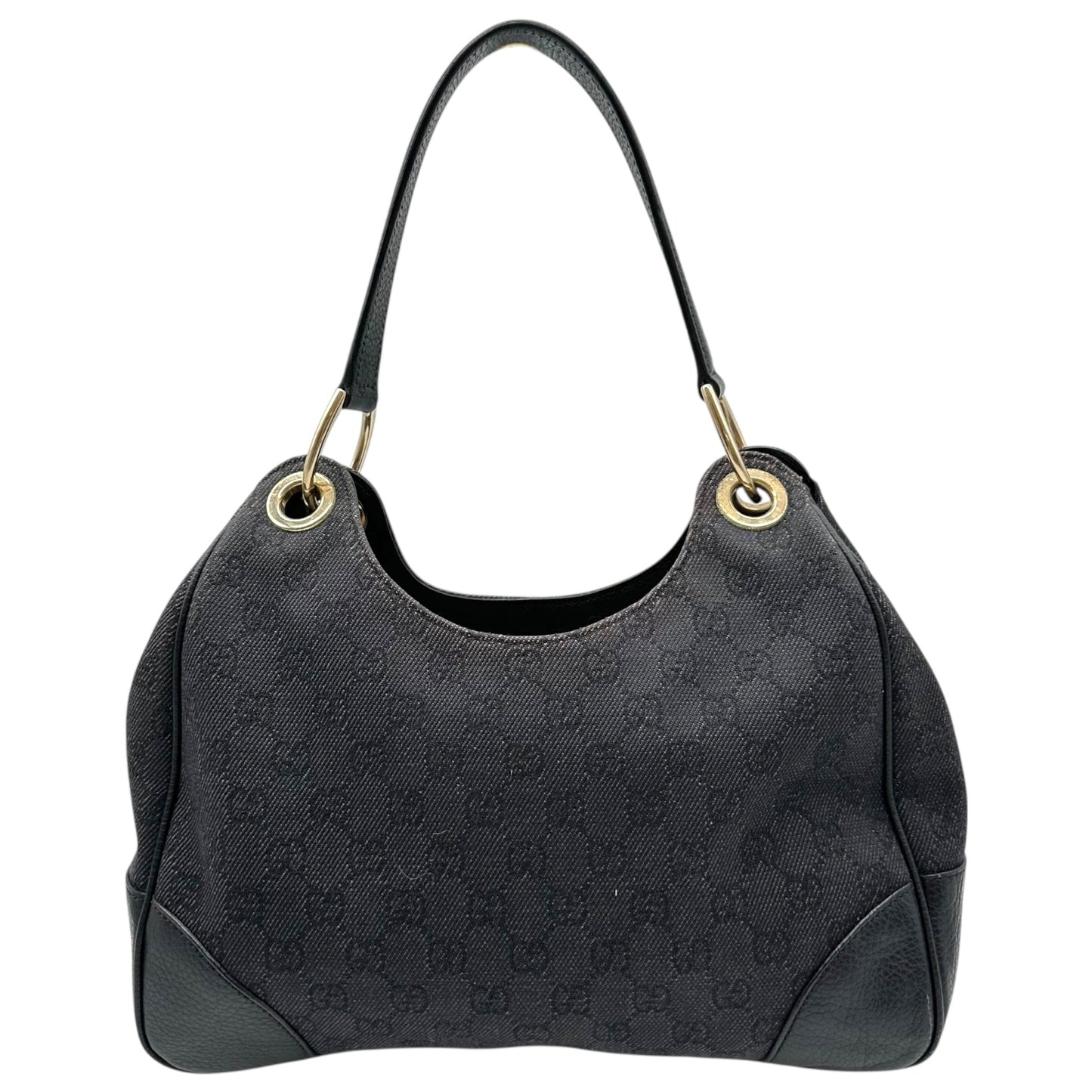 Gucci Gray Denim Monogram Hobo Shoulder Bag