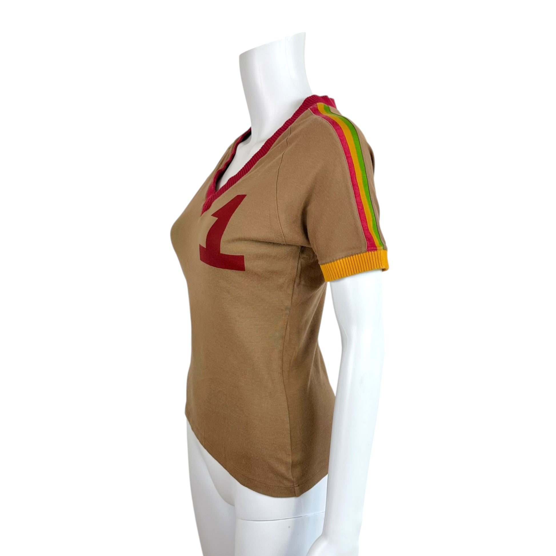 Christian Dior Brown Striped Sleeve T-Shirt