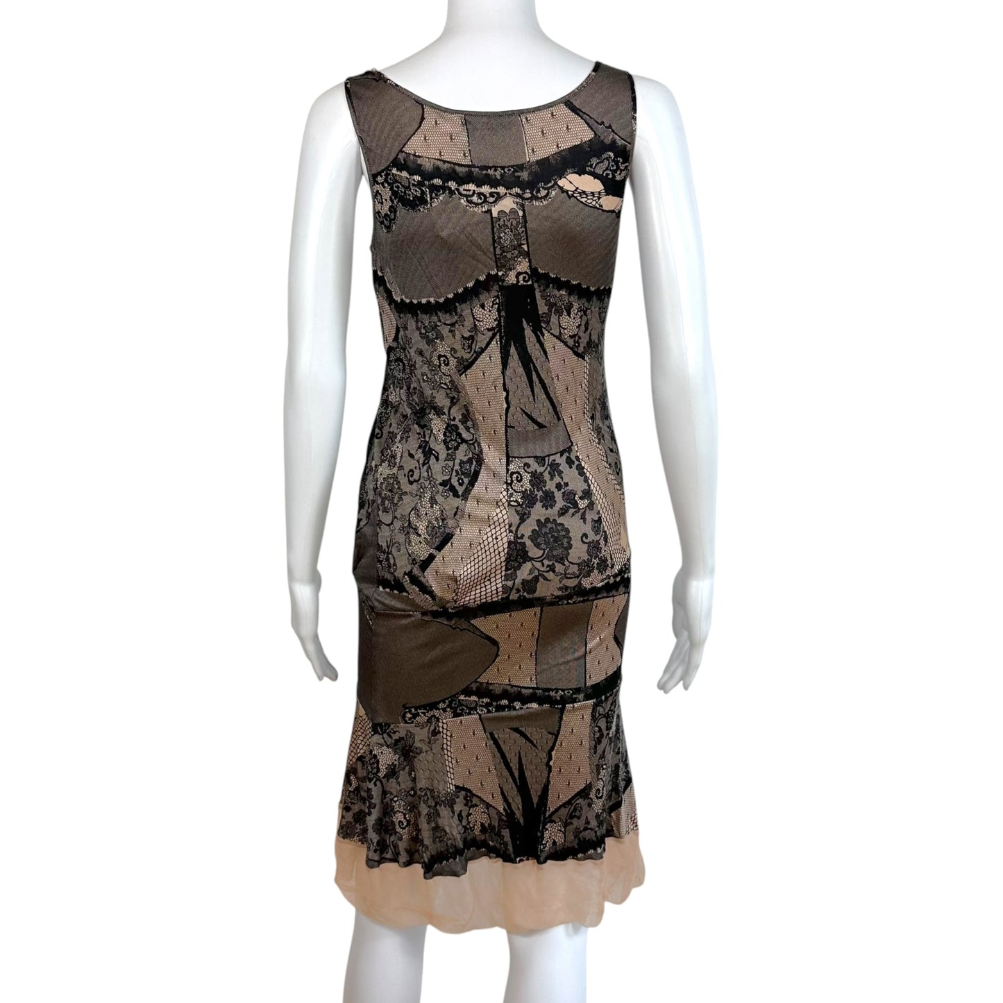 Christian Dior S/S 2006 Lingerie Lace Print Knit Silk Mini Dress