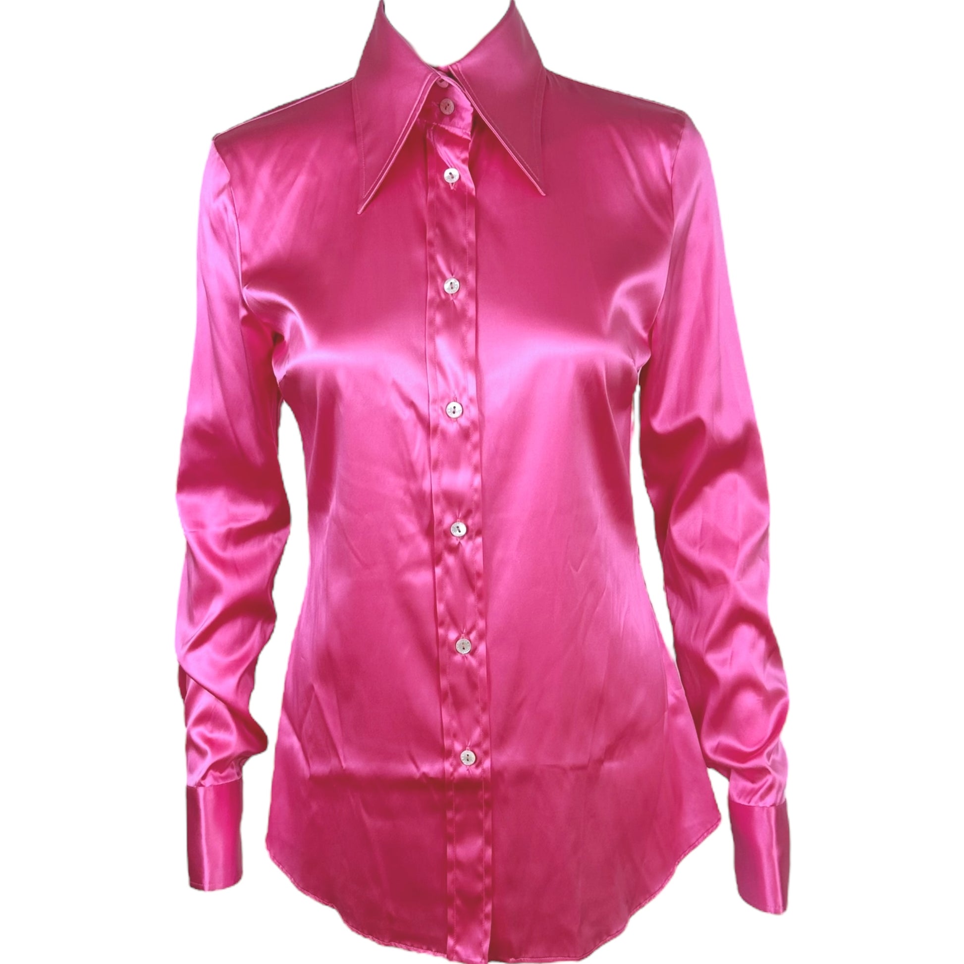 Dolce & Gabbana Pink Silk Button Down Blouse NEW - Outfit Repeater