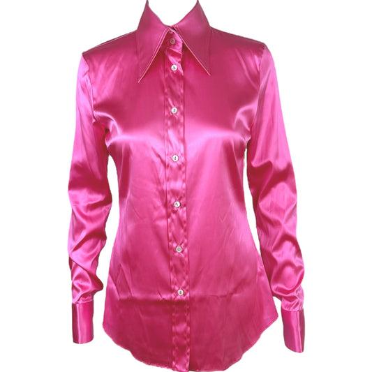 Dolce & Gabbana Pink Silk Button Down Blouse NEW - Outfit Repeater