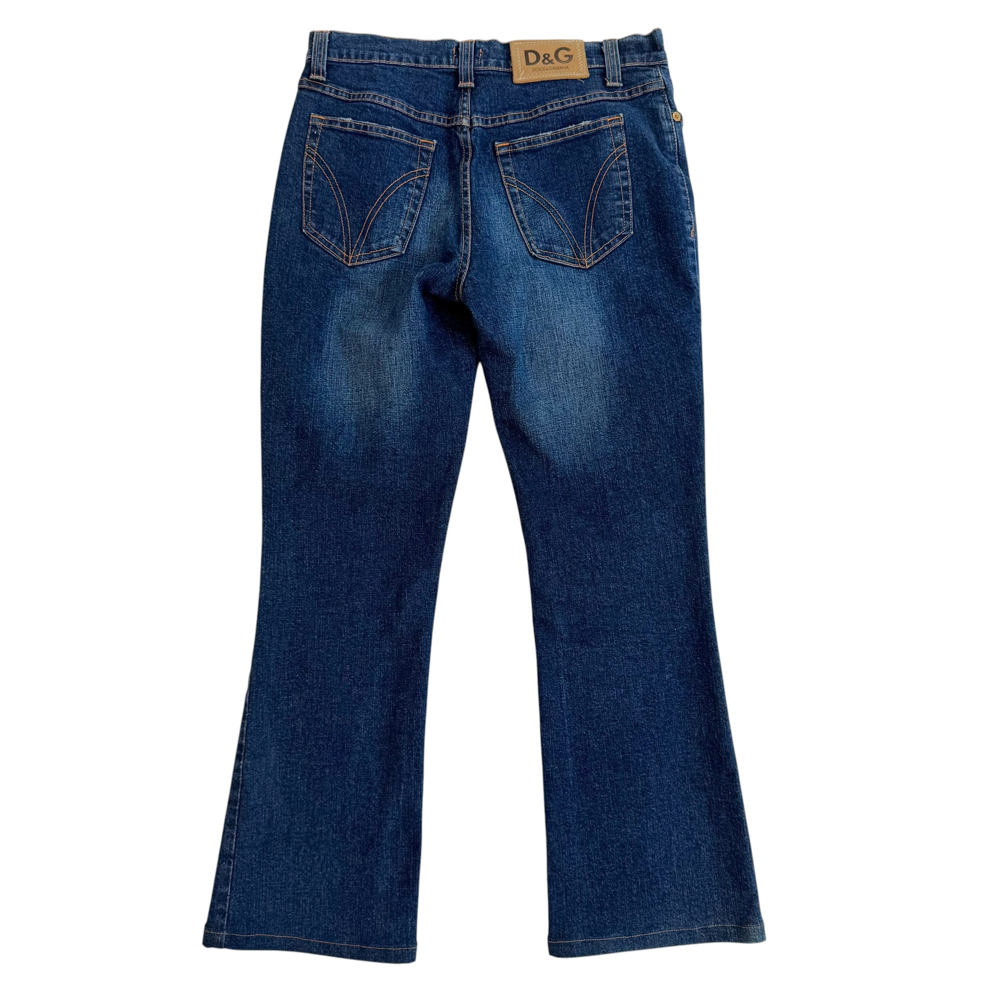 Dolce & Gabbana Denim Capri Pants Blue Mid-Rise Flared