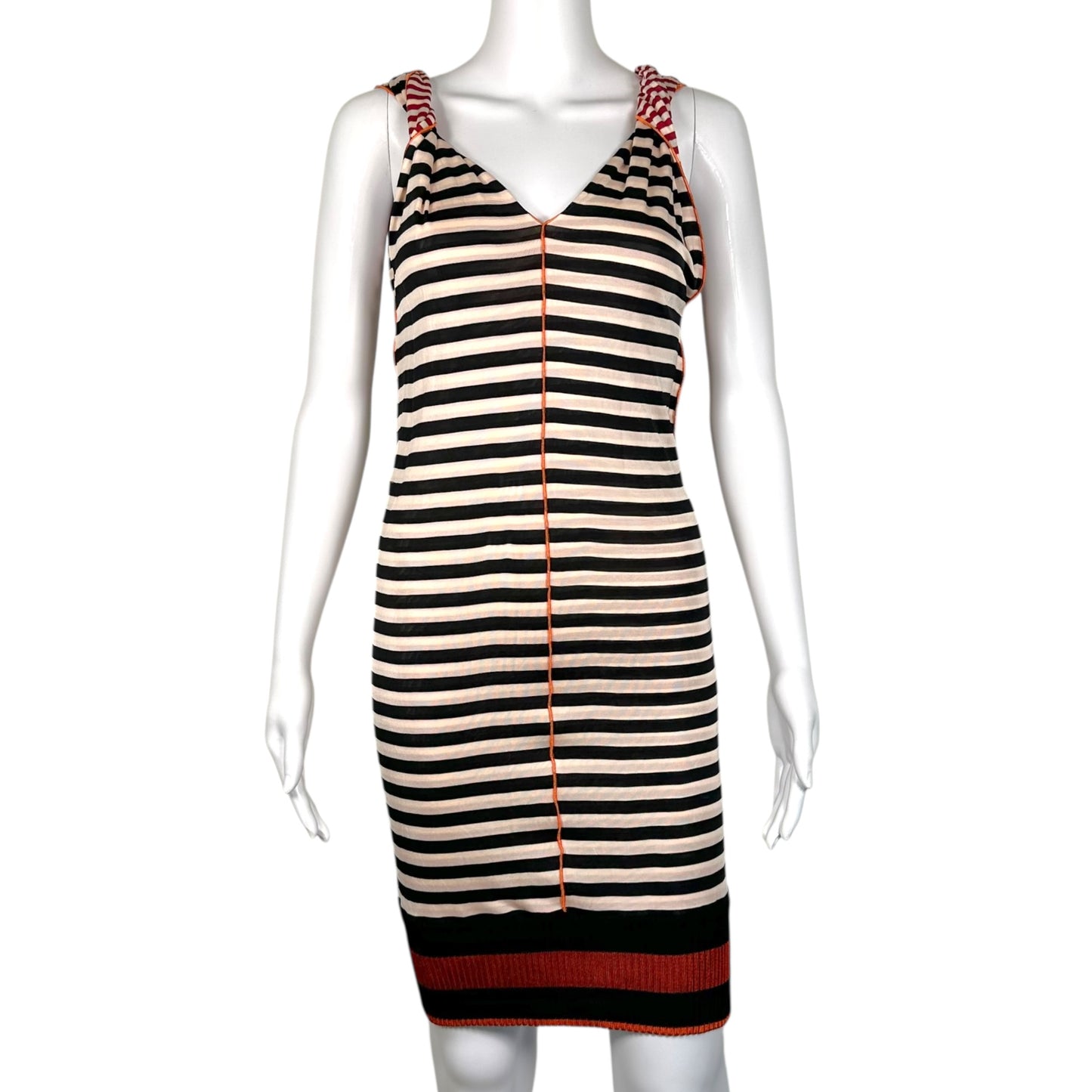 Jean Paul Gaultier Black & White Knit Striped Mini Dress