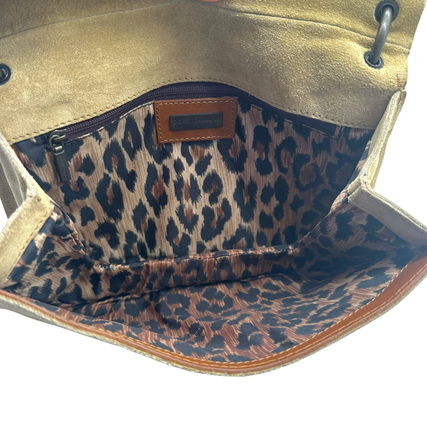 Dolce & Gabbana Beige Suede & Corduroy Butterfly Shoulder Bag