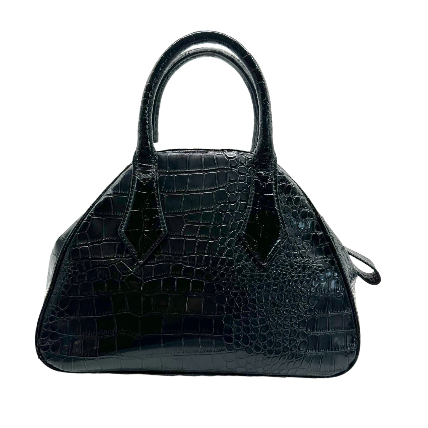 Vivienne Westwood Black Croc Embossed Bowler Bag - Outfit Repeater