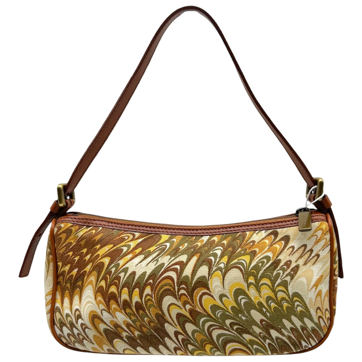 Celine Pochette Bag Brown Khaki Green Swirl Print