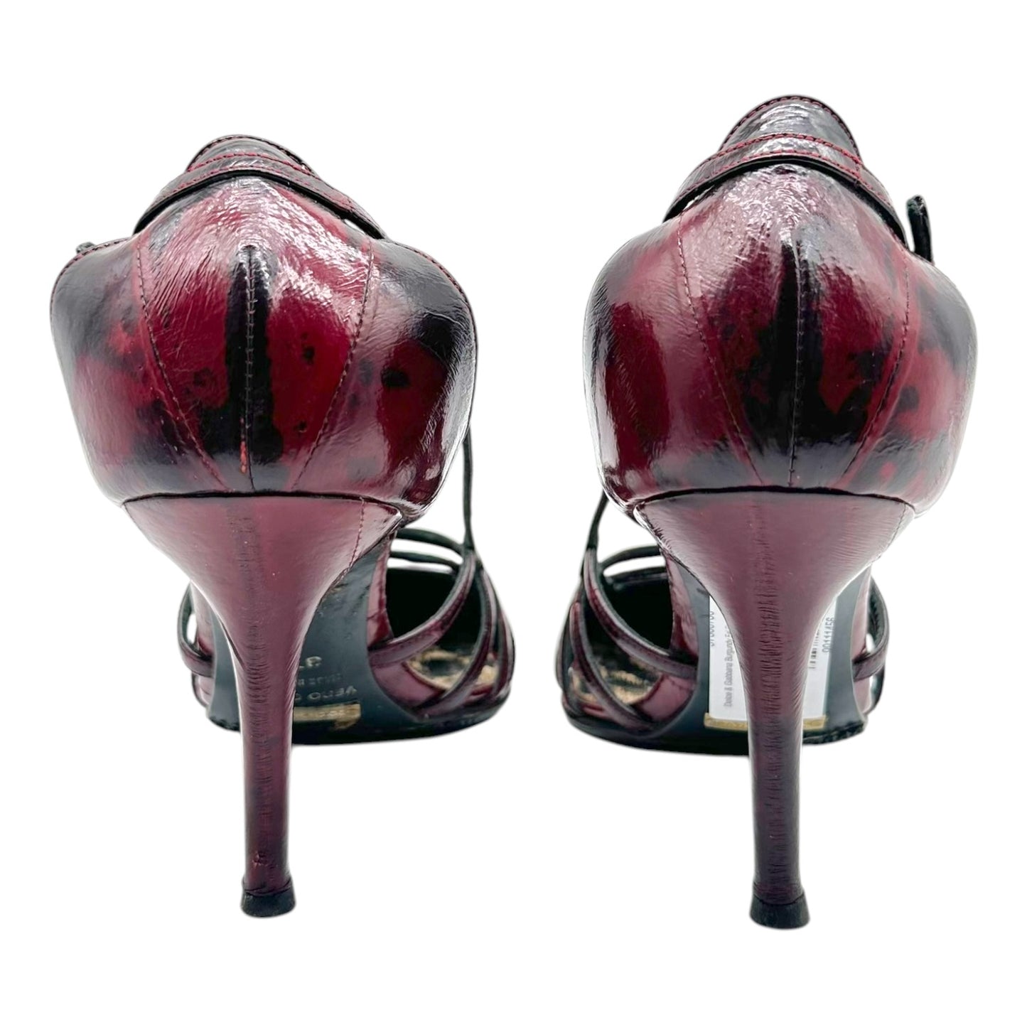 Dolce & Gabbana Burgundy Eel Skin Strappy Heels