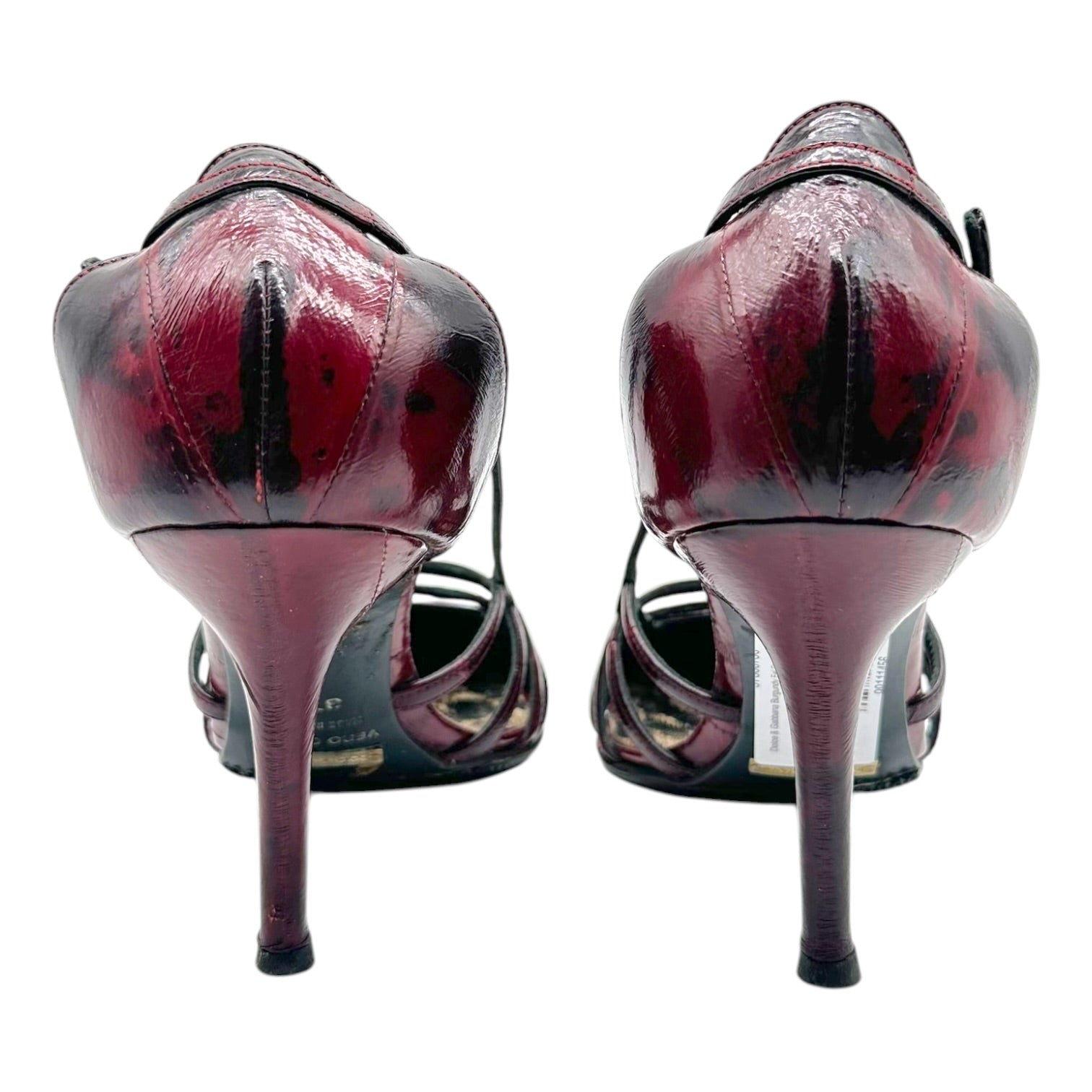 Dolce & Gabbana Burgundy Eel Skin Strappy Heels