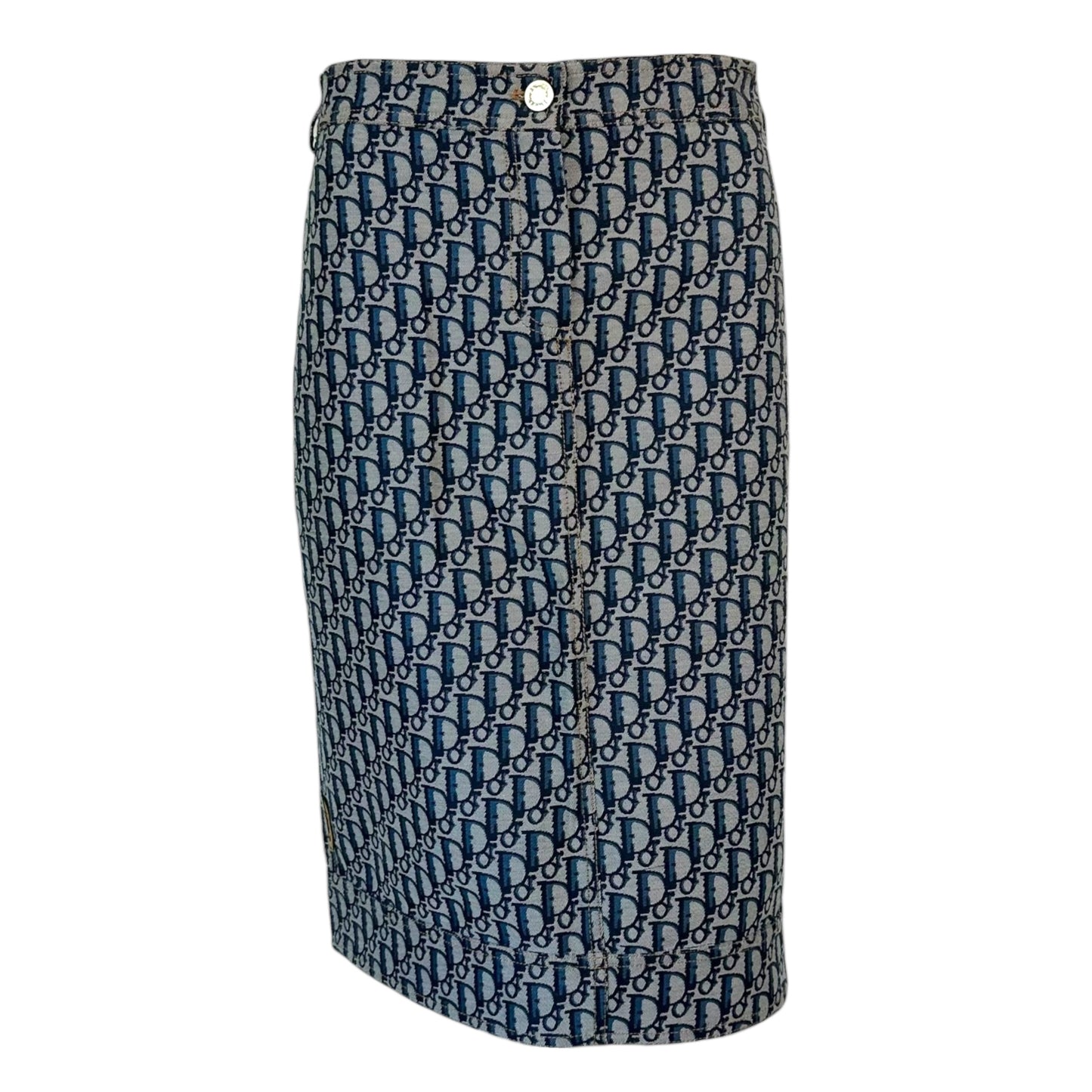 Christian Dior S/S 2005 Navy Blue Trotter Monogram Midi Skirt - Outfit Repeater