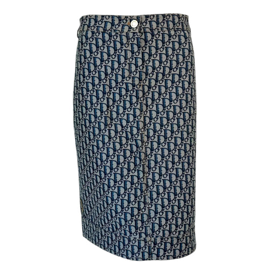 Christian Dior S/S 2005 Navy Blue Trotter Monogram Midi Skirt - Outfit Repeater