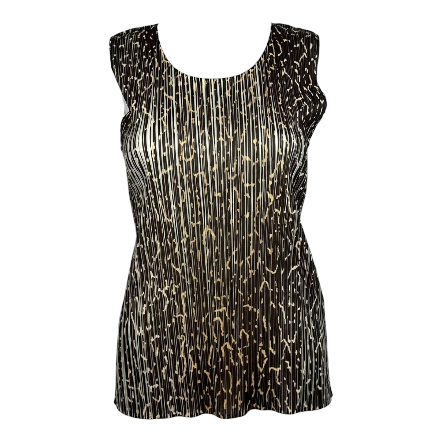 Issey Miyake Pleats Please Brown Animal Print Pleated Tank Top