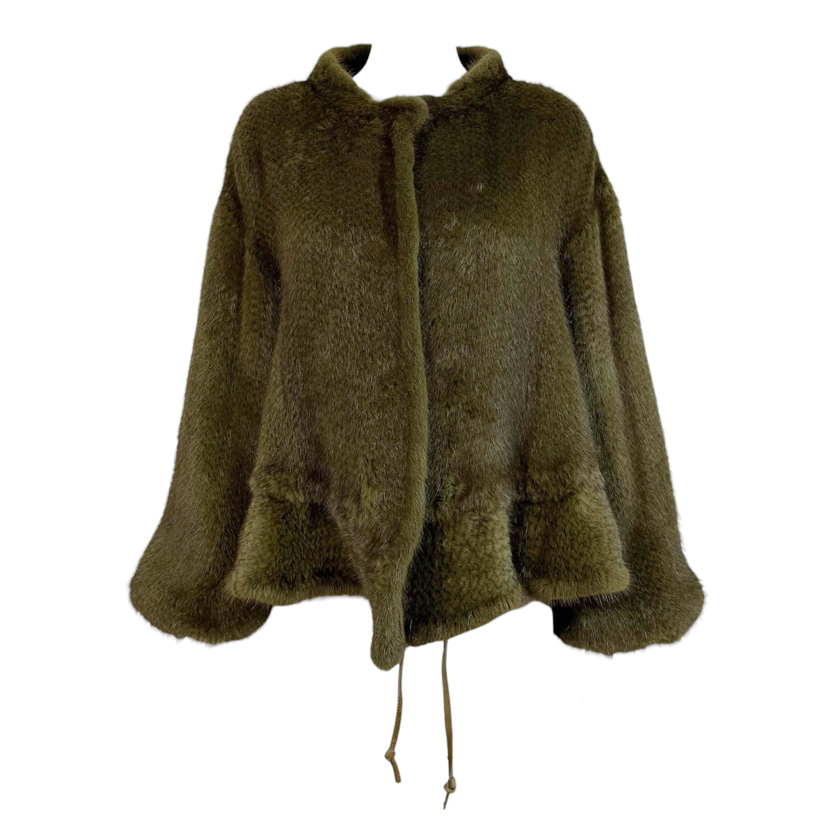 Roberto Cavalli Mink Fur Puff Sleeve Coat Khaki Green