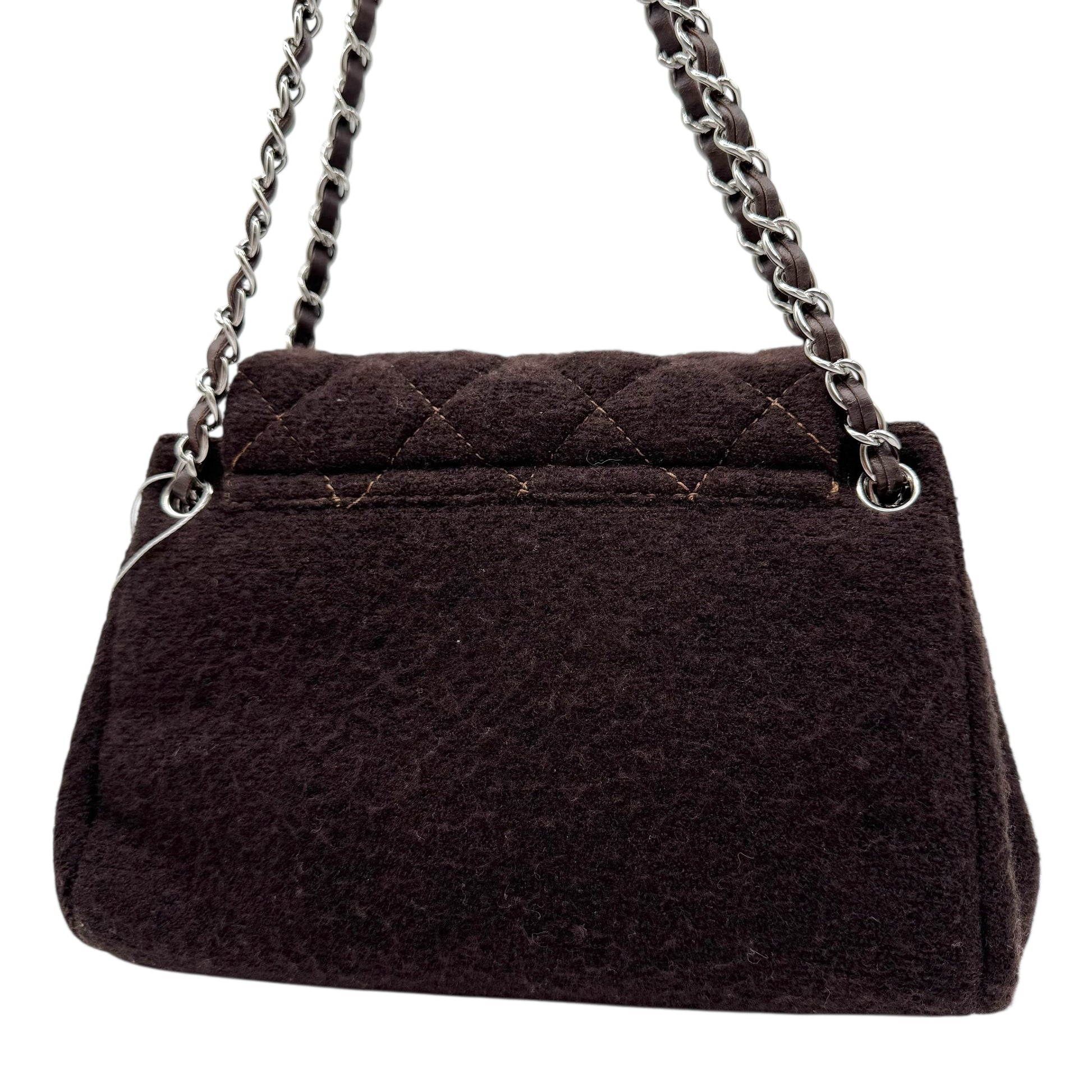 Chanel Brown Wool & Silver Hardware Matelasse Accordion Bag - Outfit Repeater