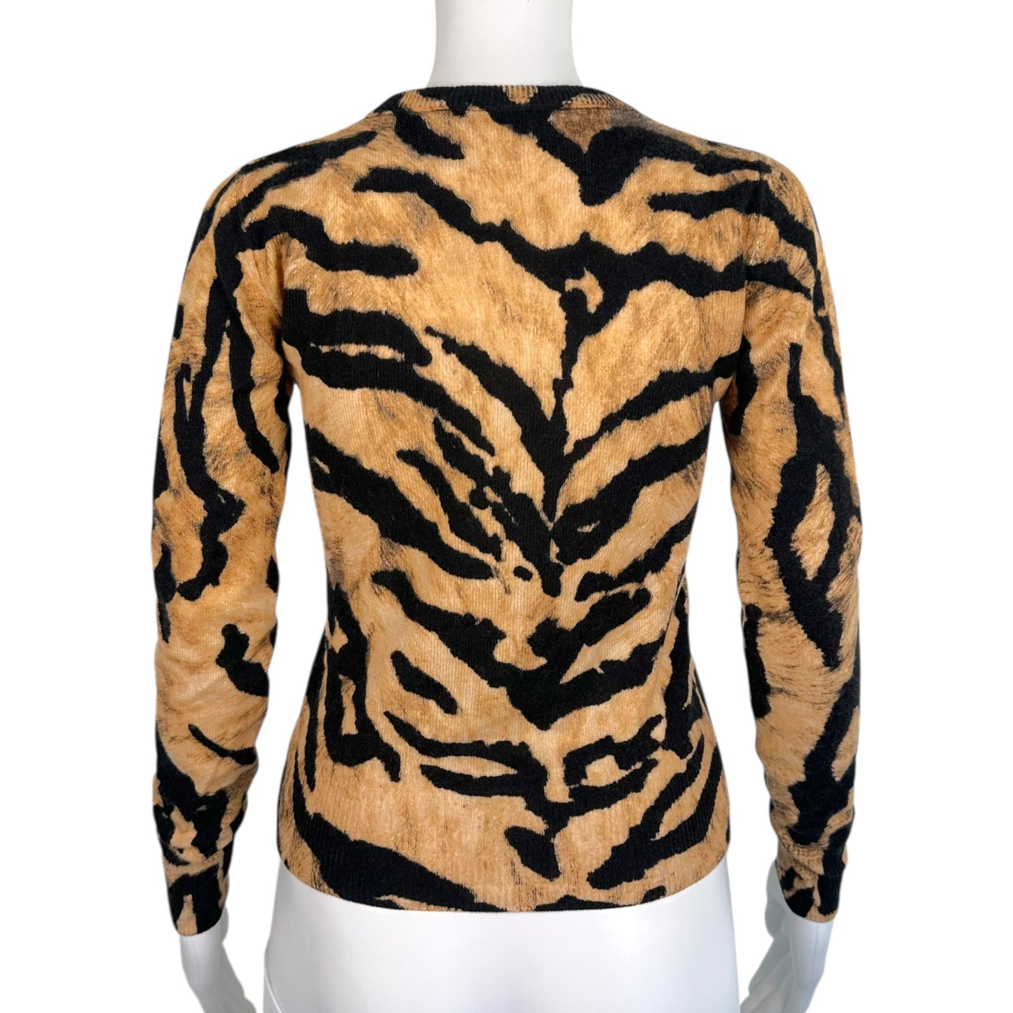Dolce & Gabbana Tiger Print Cropped V-Neck Cashmere Sweater