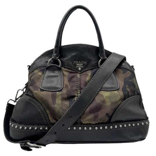 Prada Camouflage & Leather Studded 2-Way Hobo Bag - Outfit Repeater