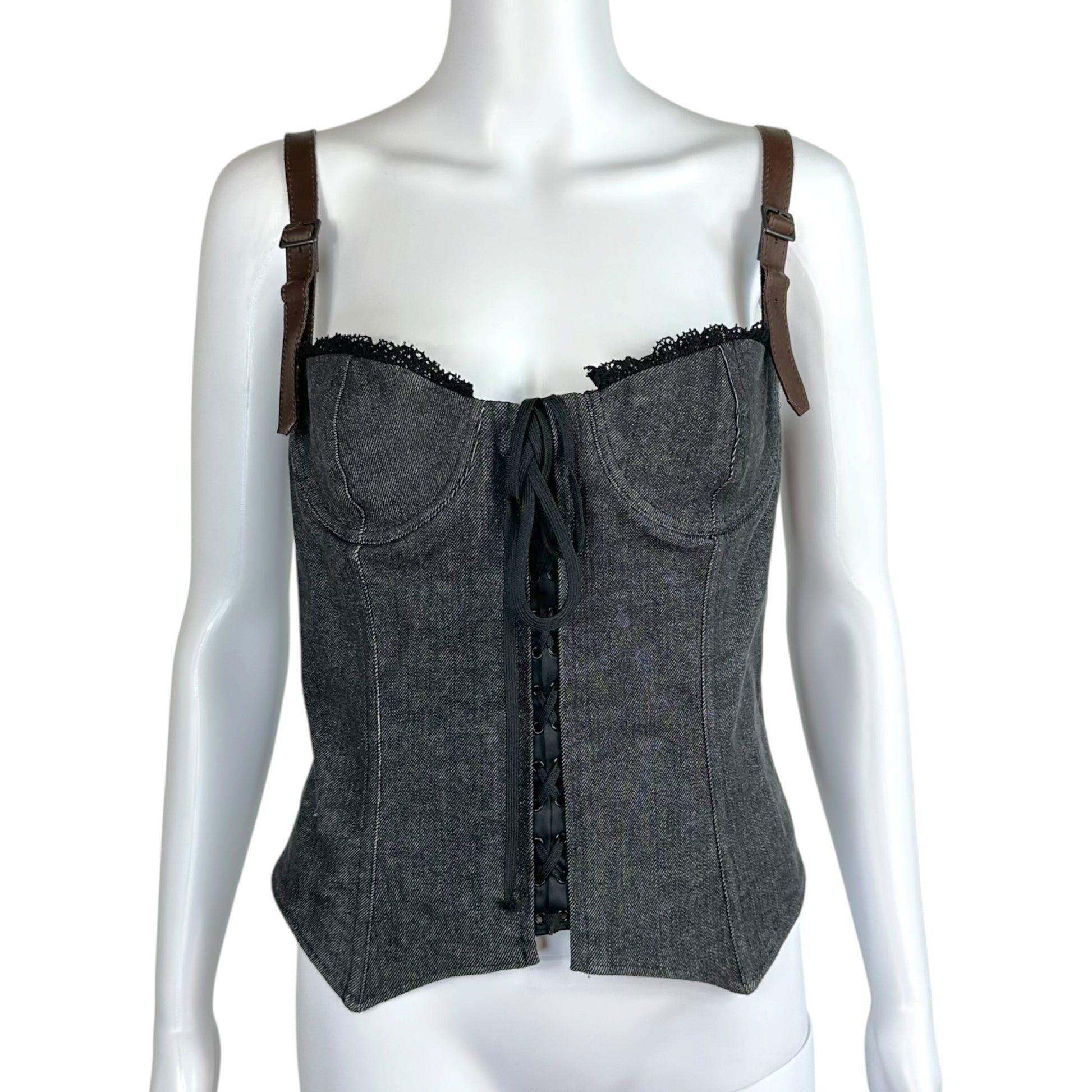 Dolce & Gabbana Dark Wash Denim Corset Top