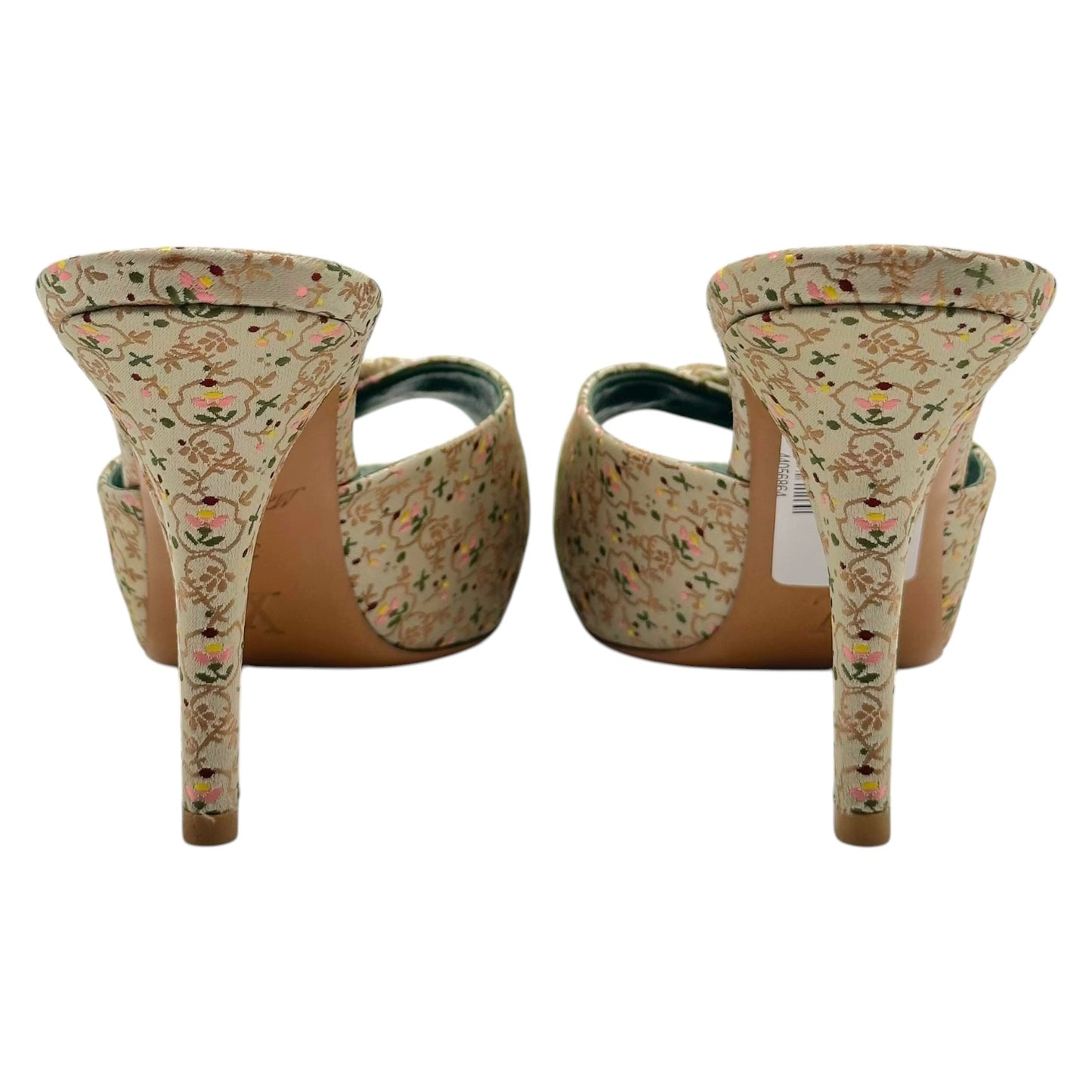 Louis Vuitton Pastel Floral Print Silk Heeled Mule Sandals