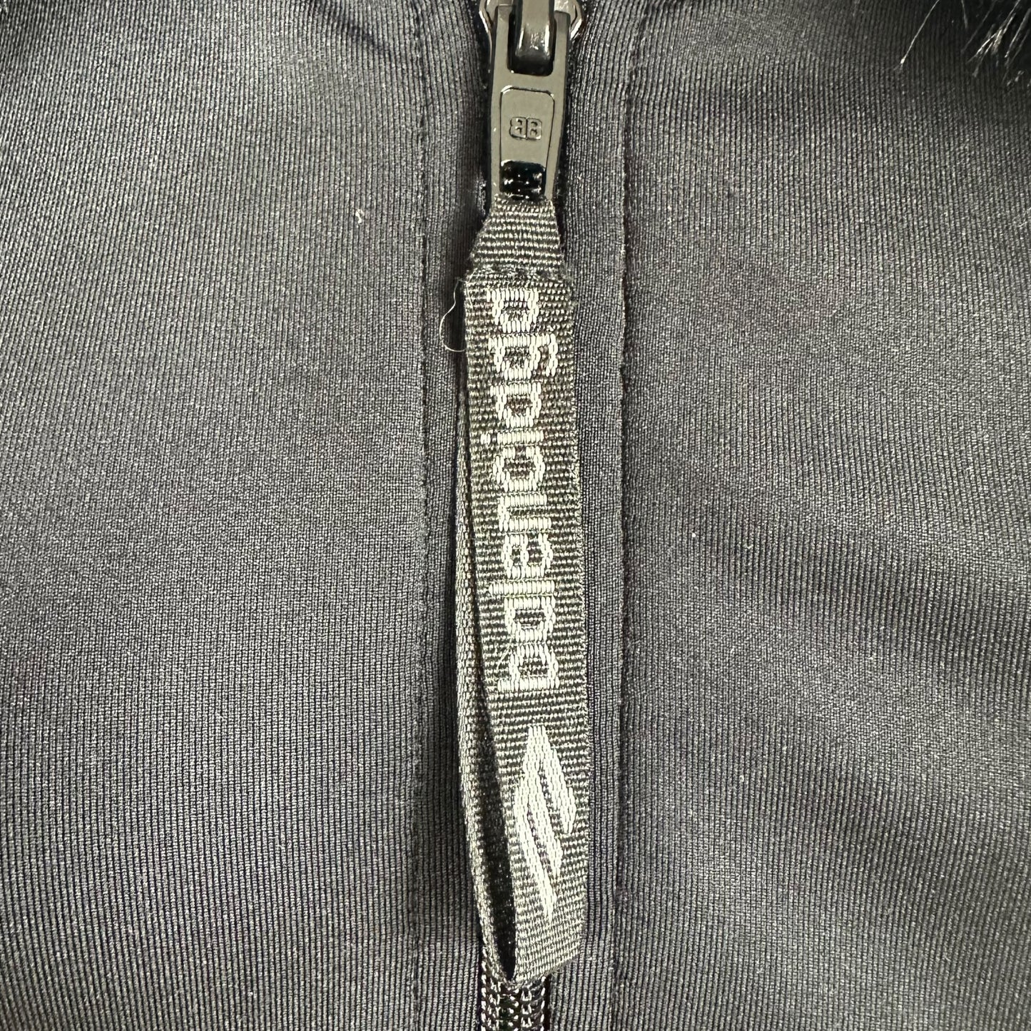 Balenciaga 2025 Black Faux Fur Pom-Pom Track Jacket