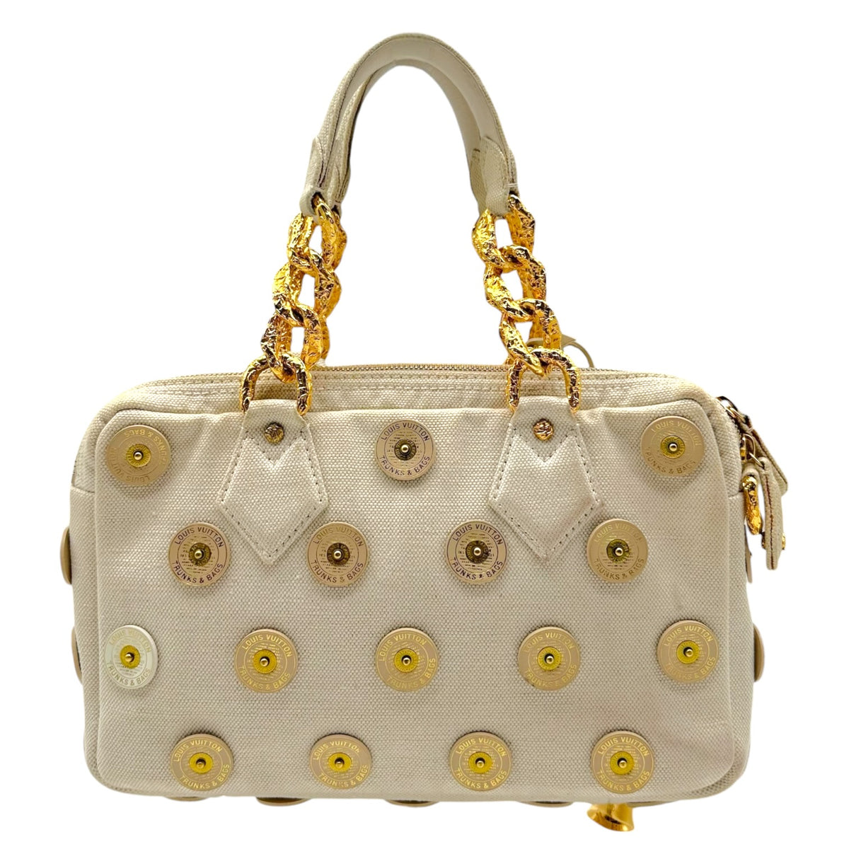 Louis Vuitton Ivory Gold Handbag with Gold Accents