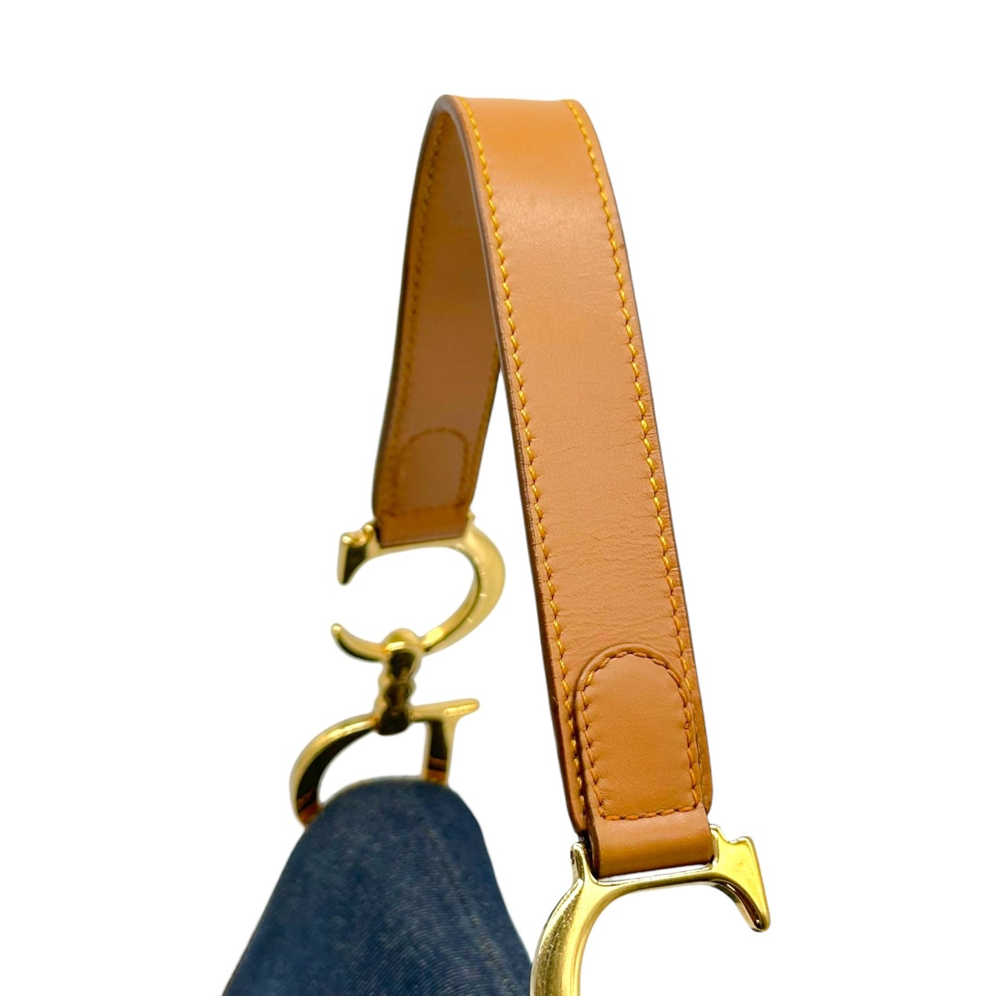 Christian Dior Denim & Tan Leather Saddle Shoulder Bag