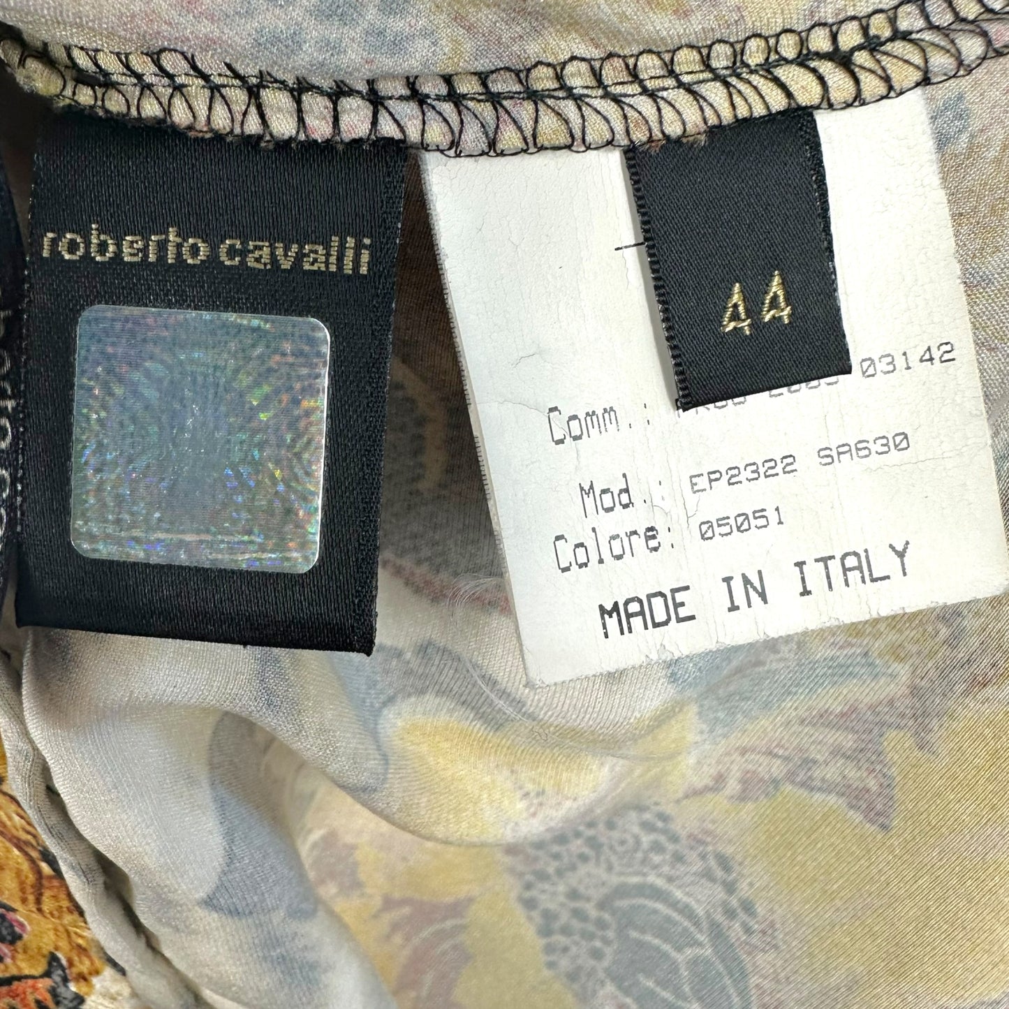 Roberto Cavalli 2005 Leopard Print & Floral Silk Midi Skirt