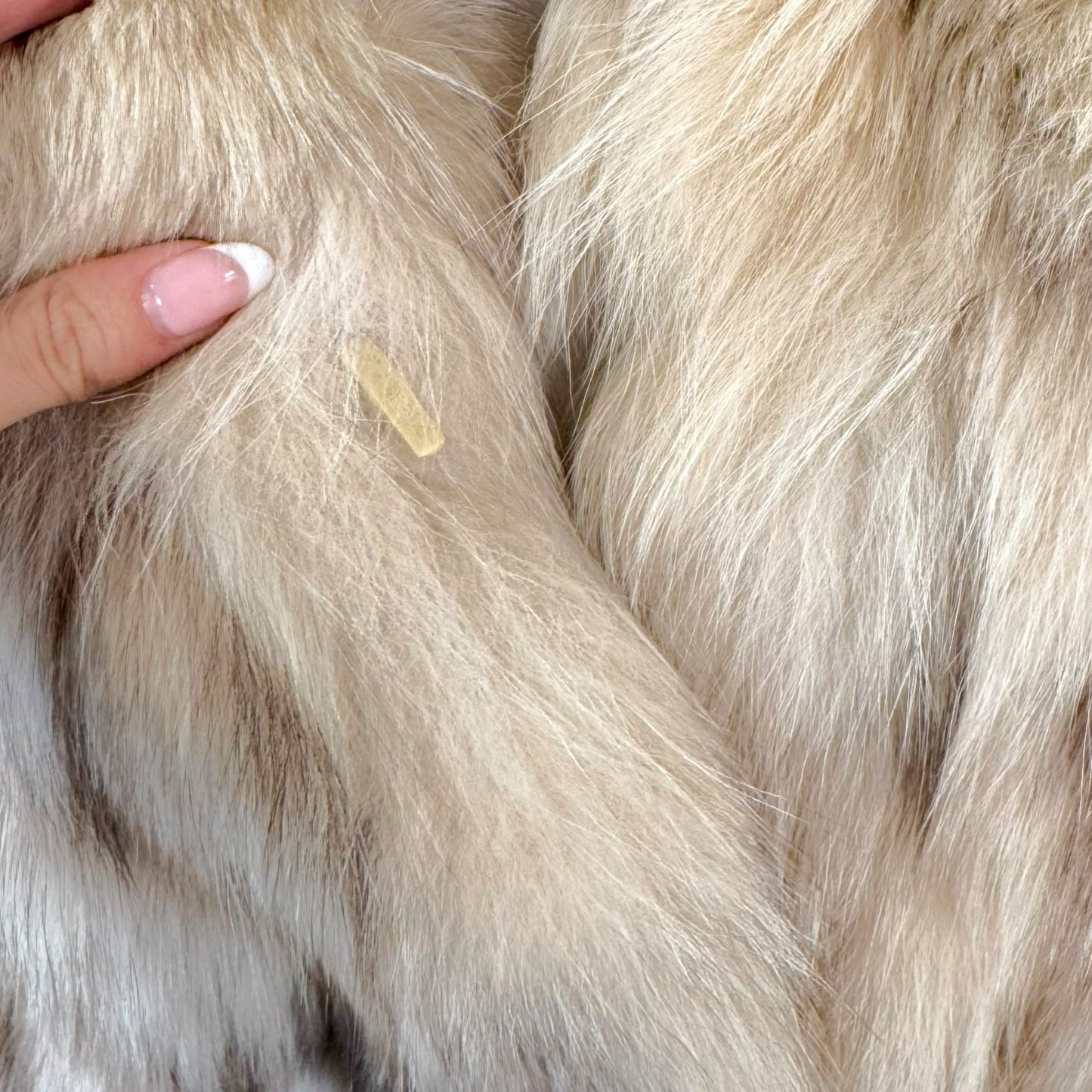 Vintage Fox Fur Coat Beige White Patchwork Design