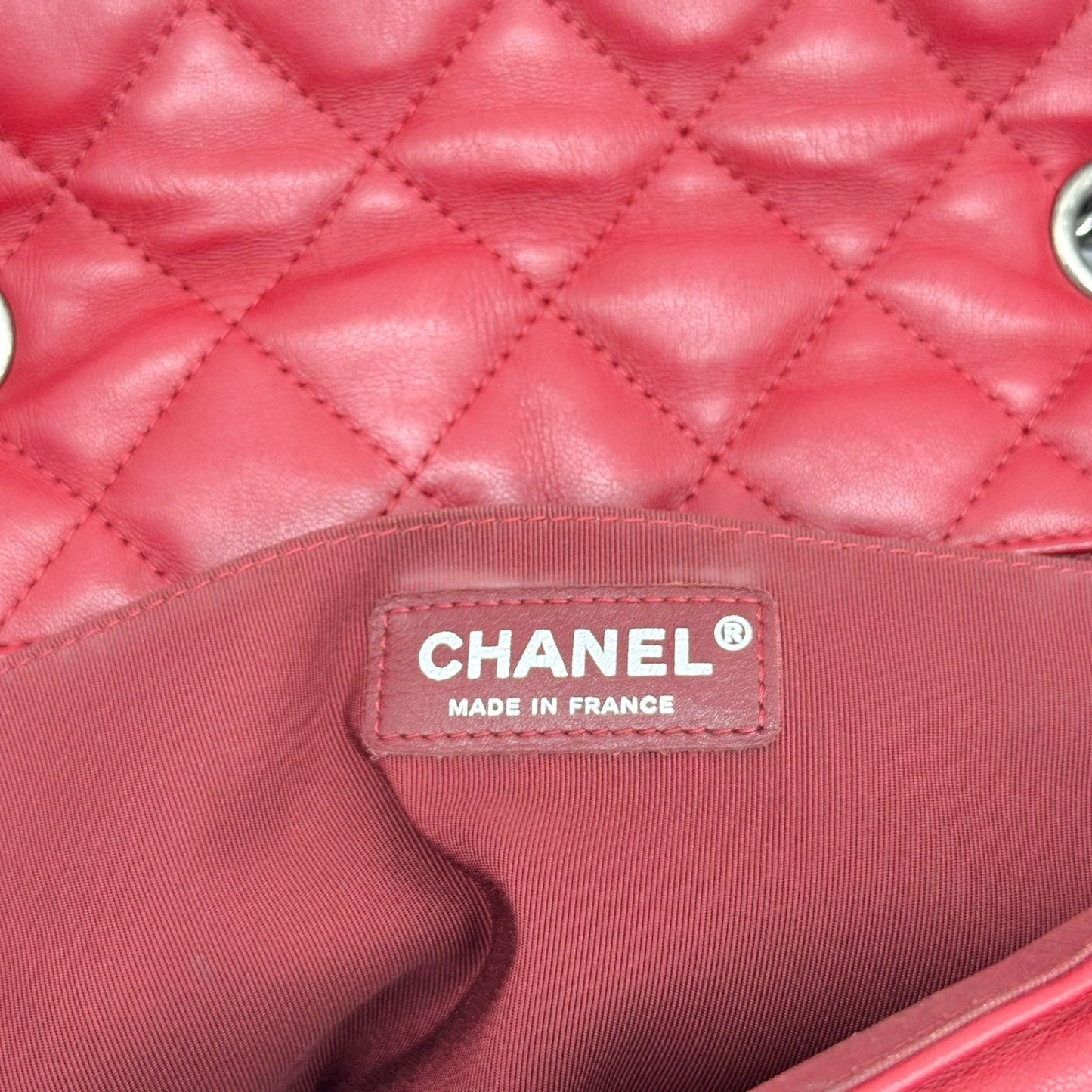 Chanel Burgundy Leather CC Flap Bag with American Flag Motif
