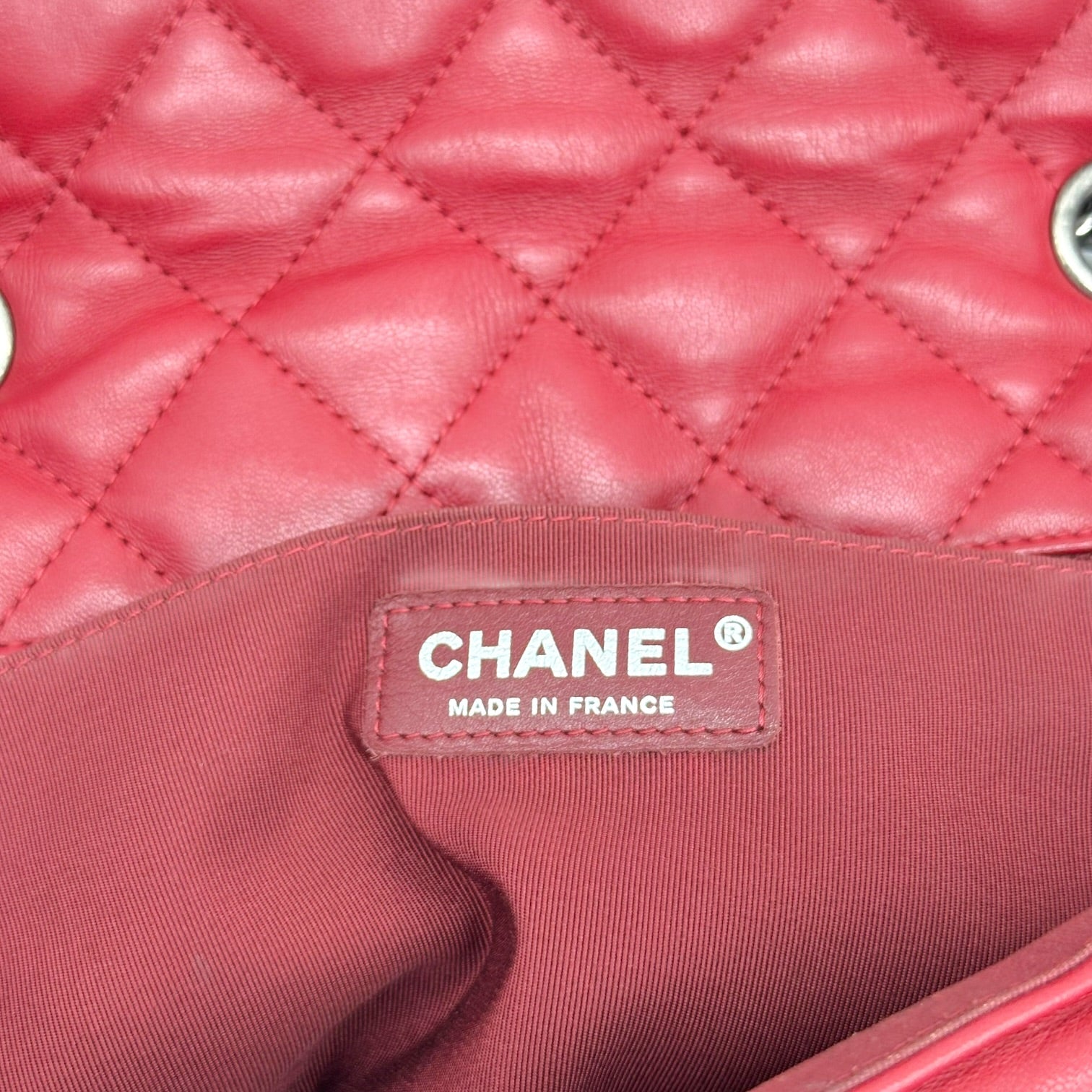 Chanel Burgundy Leather CC Flap Bag with American Flag Motif