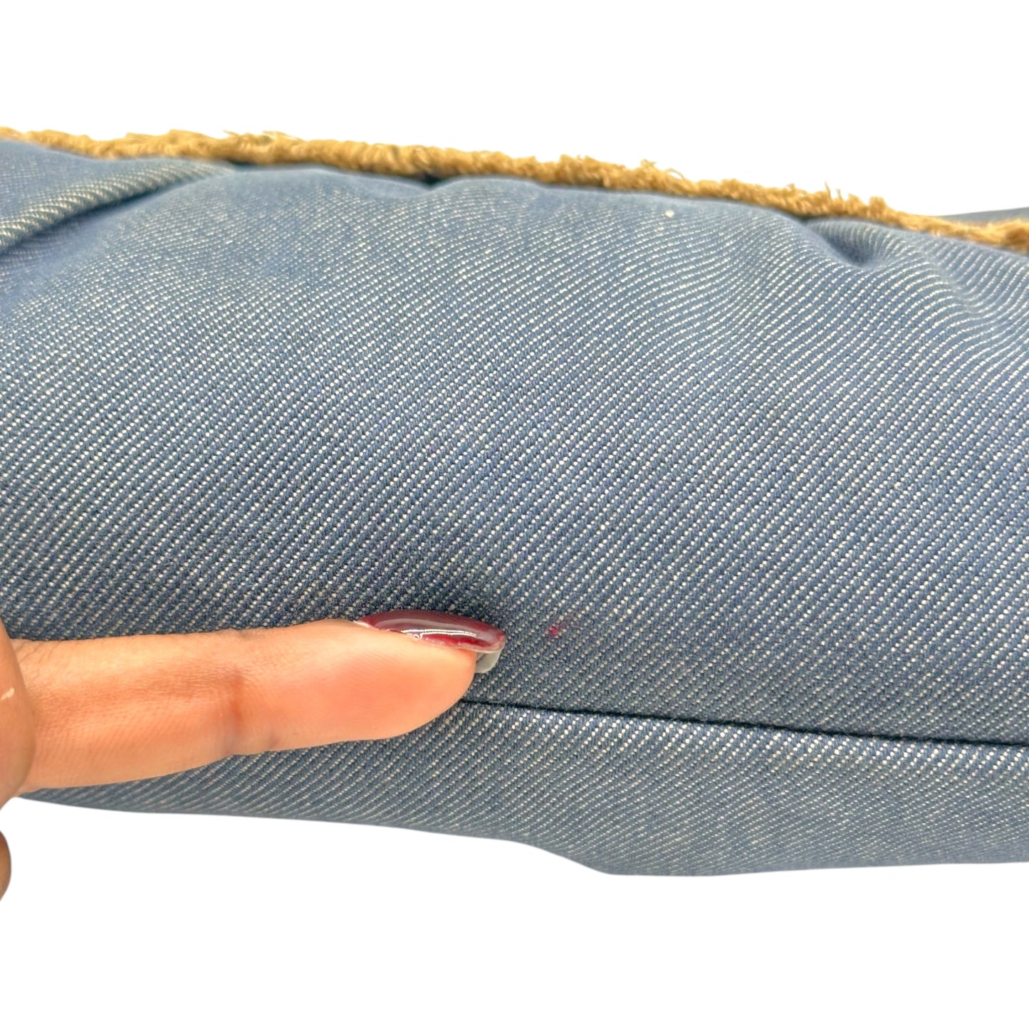 Fendi Chef Shoulder Bag Blue Denim Brown Leather