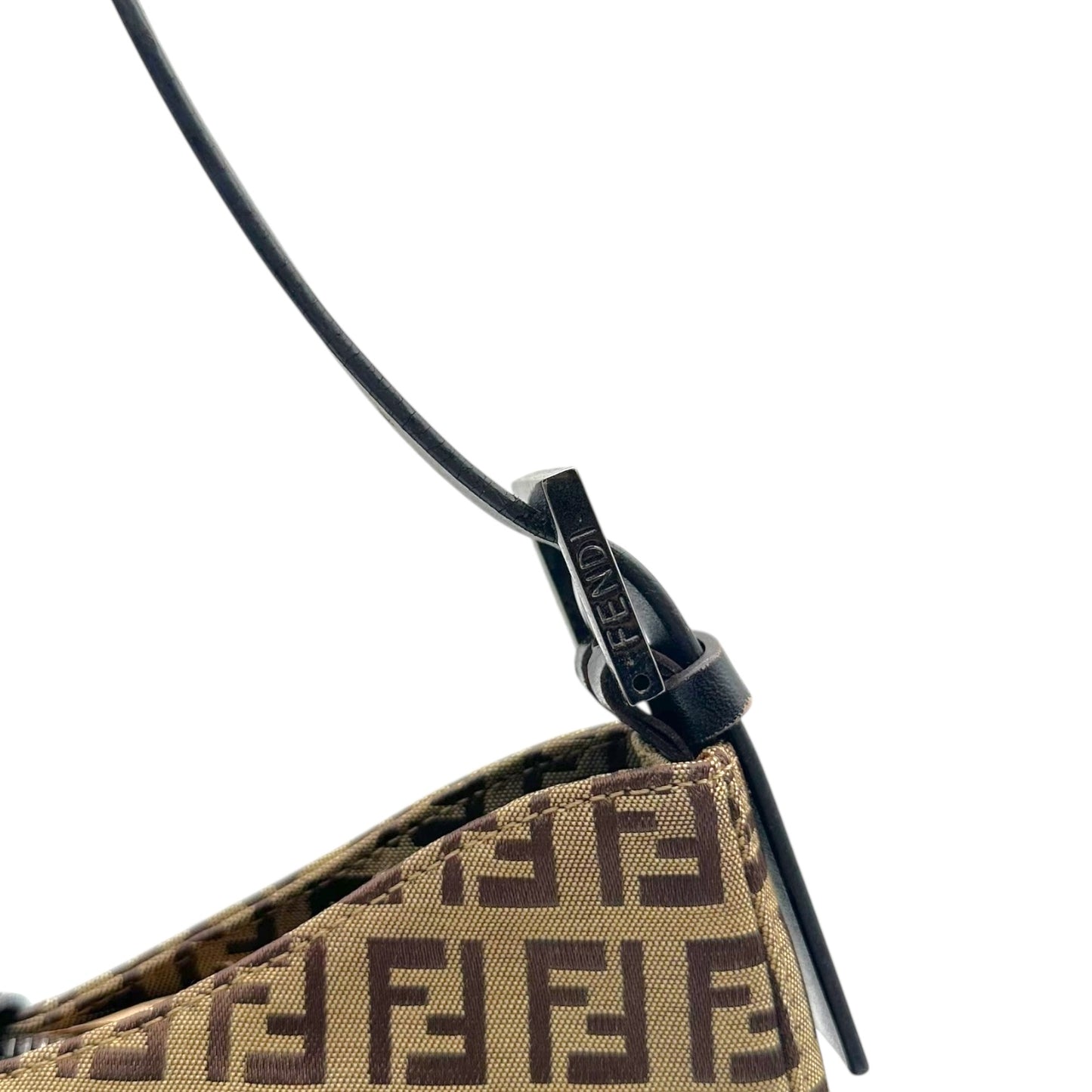 Fendi Tan Zucchino Monogram Shoulder Baguette Bag