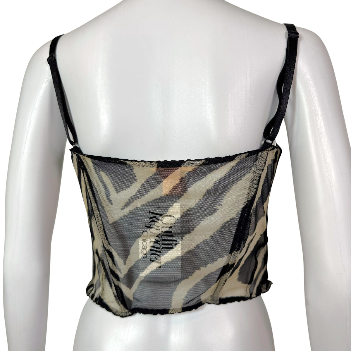 Roberto Cavalli Sheer Mesh Zebra Print Bustier Top