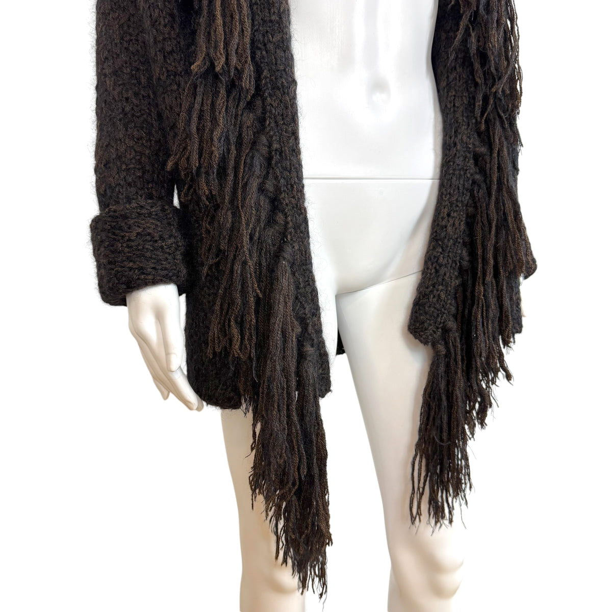Gucci F/W 2012 Brown Fringe Trim Cardigan