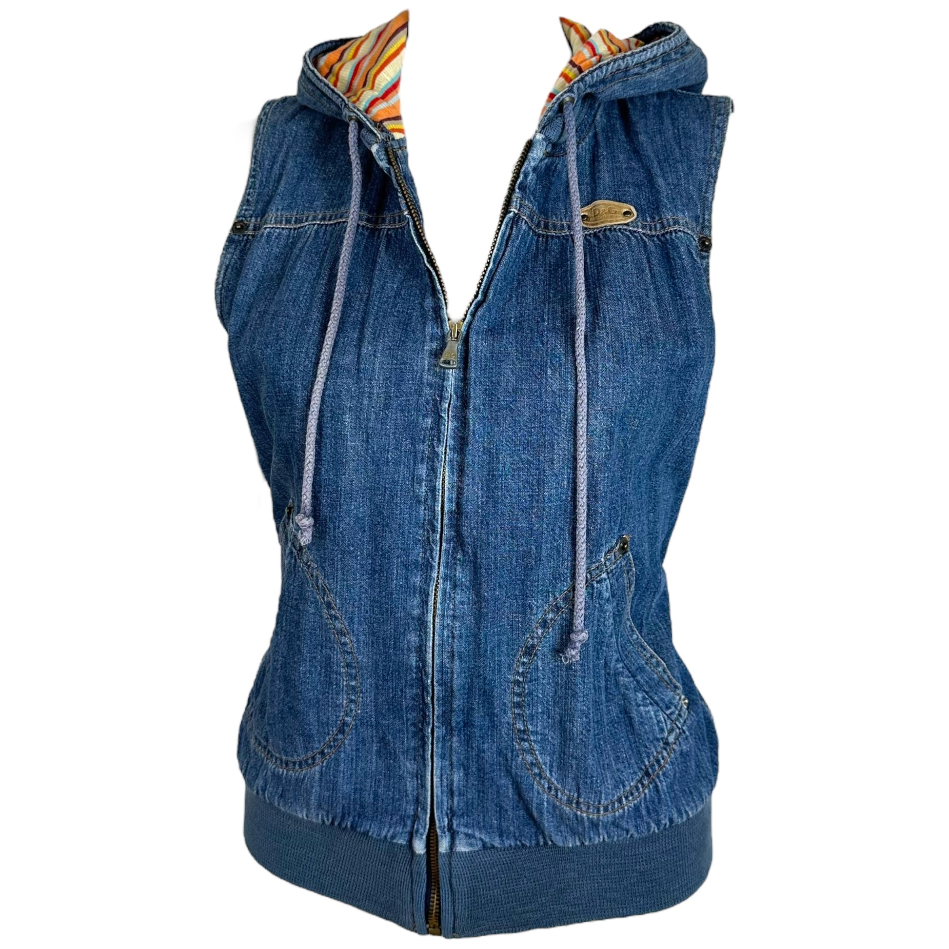 D&G Dolce & Gabbana Hooded Sleeveless Denim Vest - Outfit Repeater