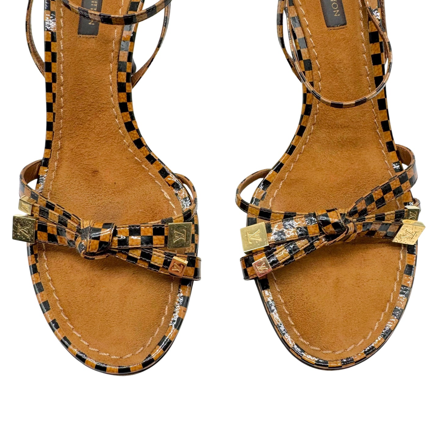 Louis Vuitton Damier Ebene Brown Strappy Heeled Sandals