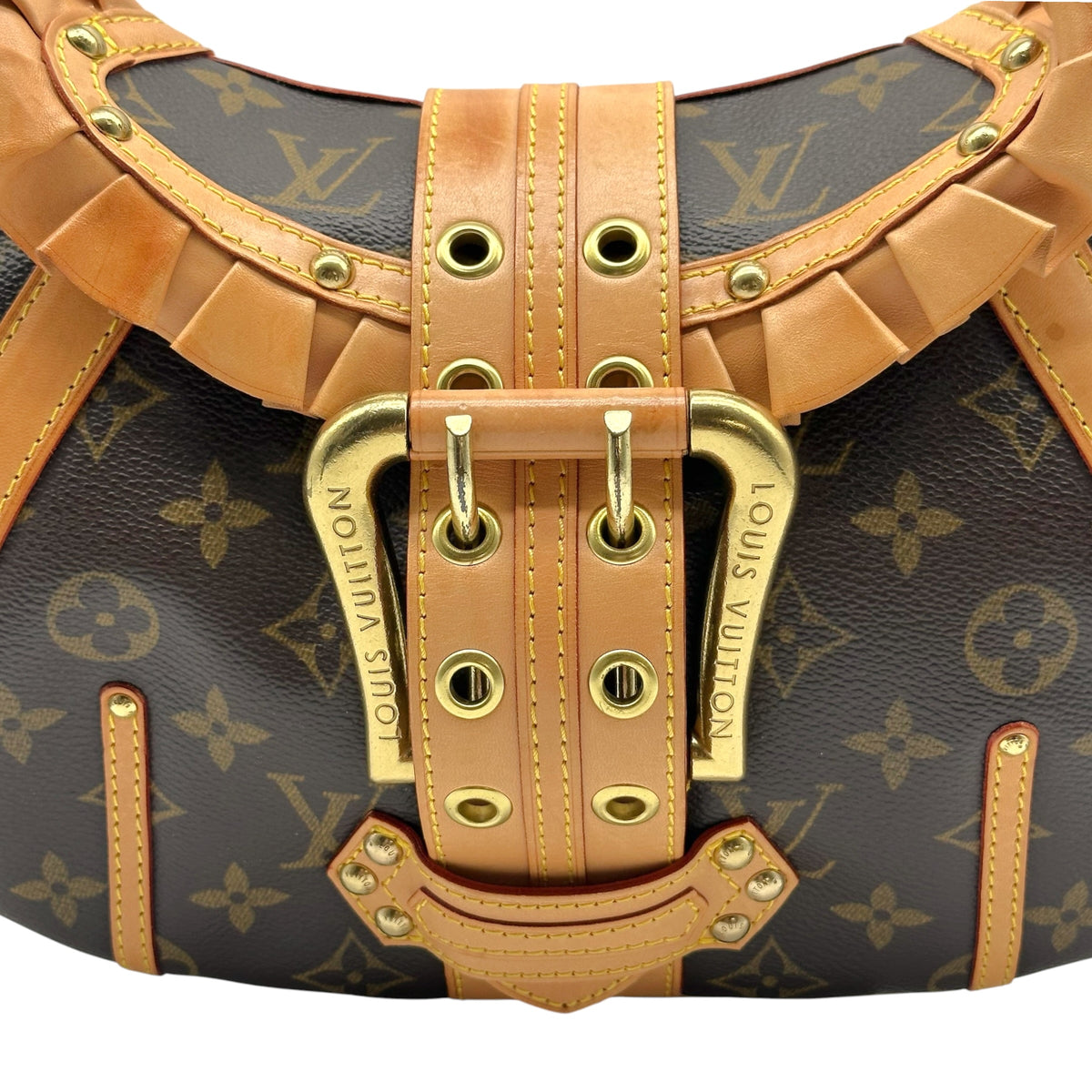 Louis Vuitton Shoulder Bag Classic Monogram Tan Leather