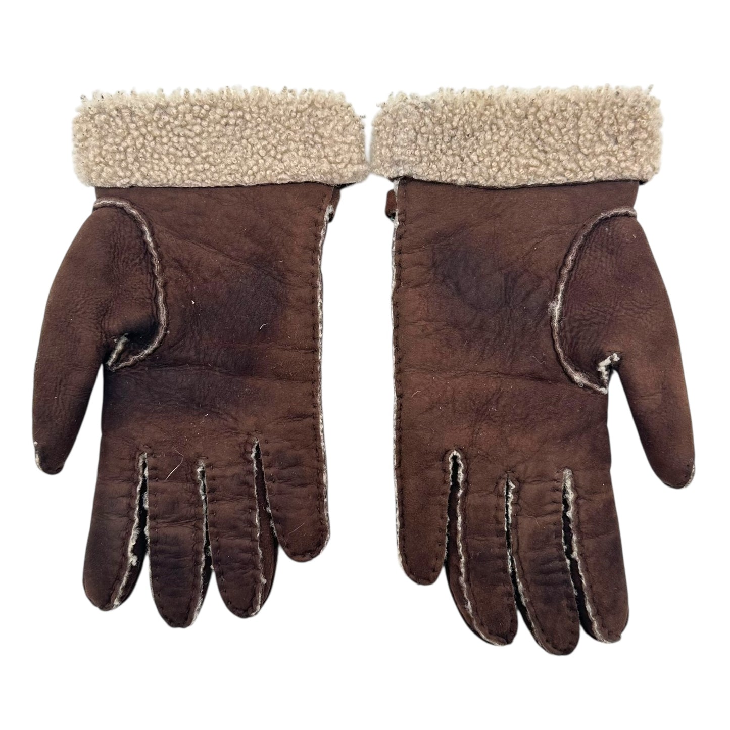 Dolce & Gabbana Brown Shearling Logo Hardware Gloves