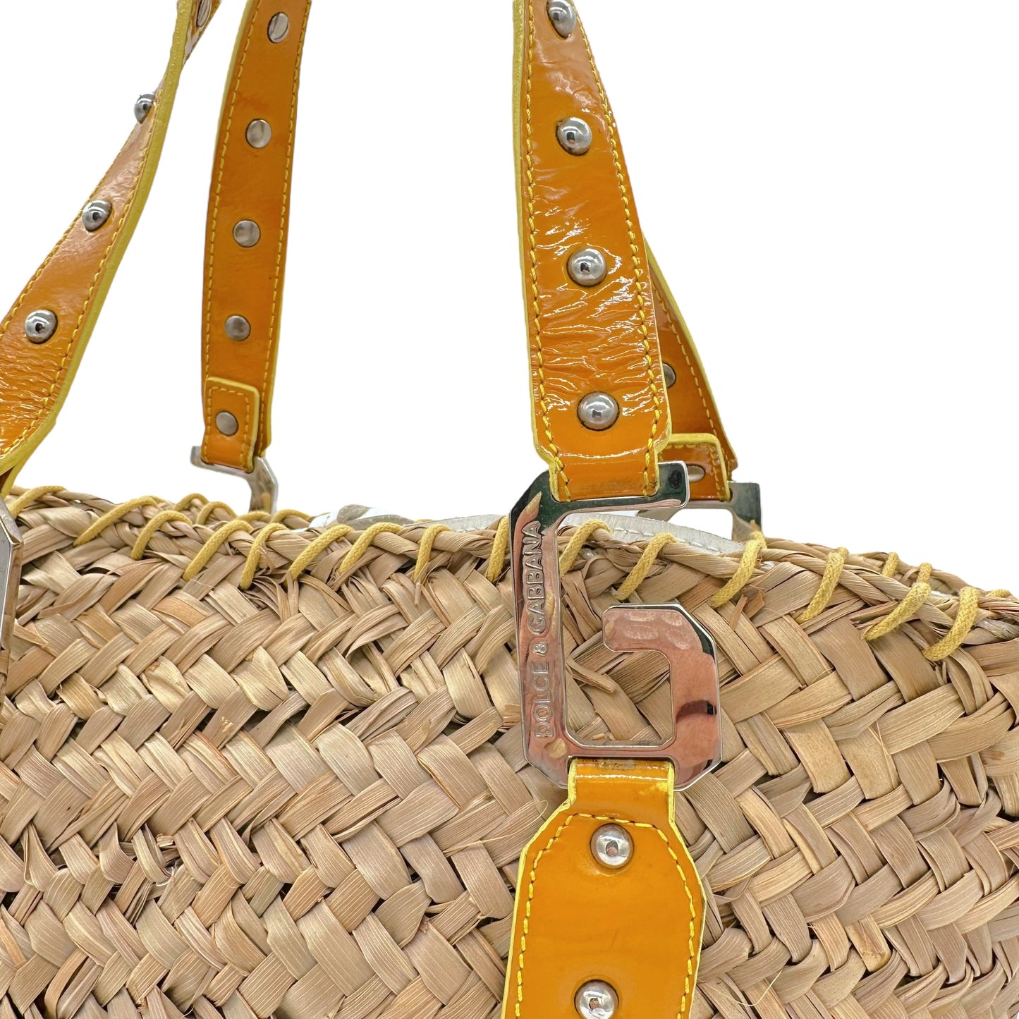 Dolce & Gabbana Yellow Leather & Raffia Beach Bag - Outfit Repeater
