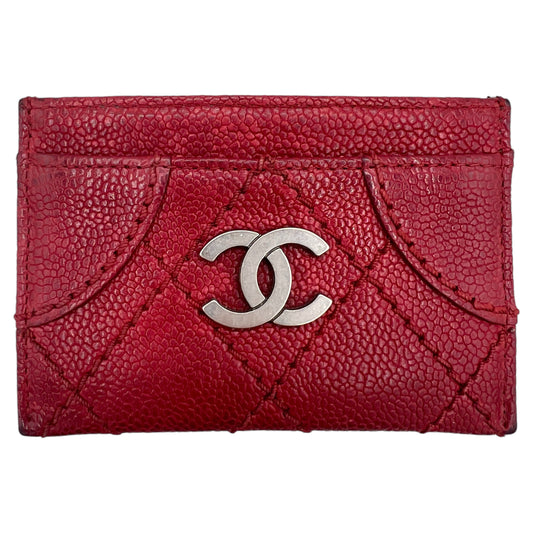 Chanel Burgundy Quilted Card Holder